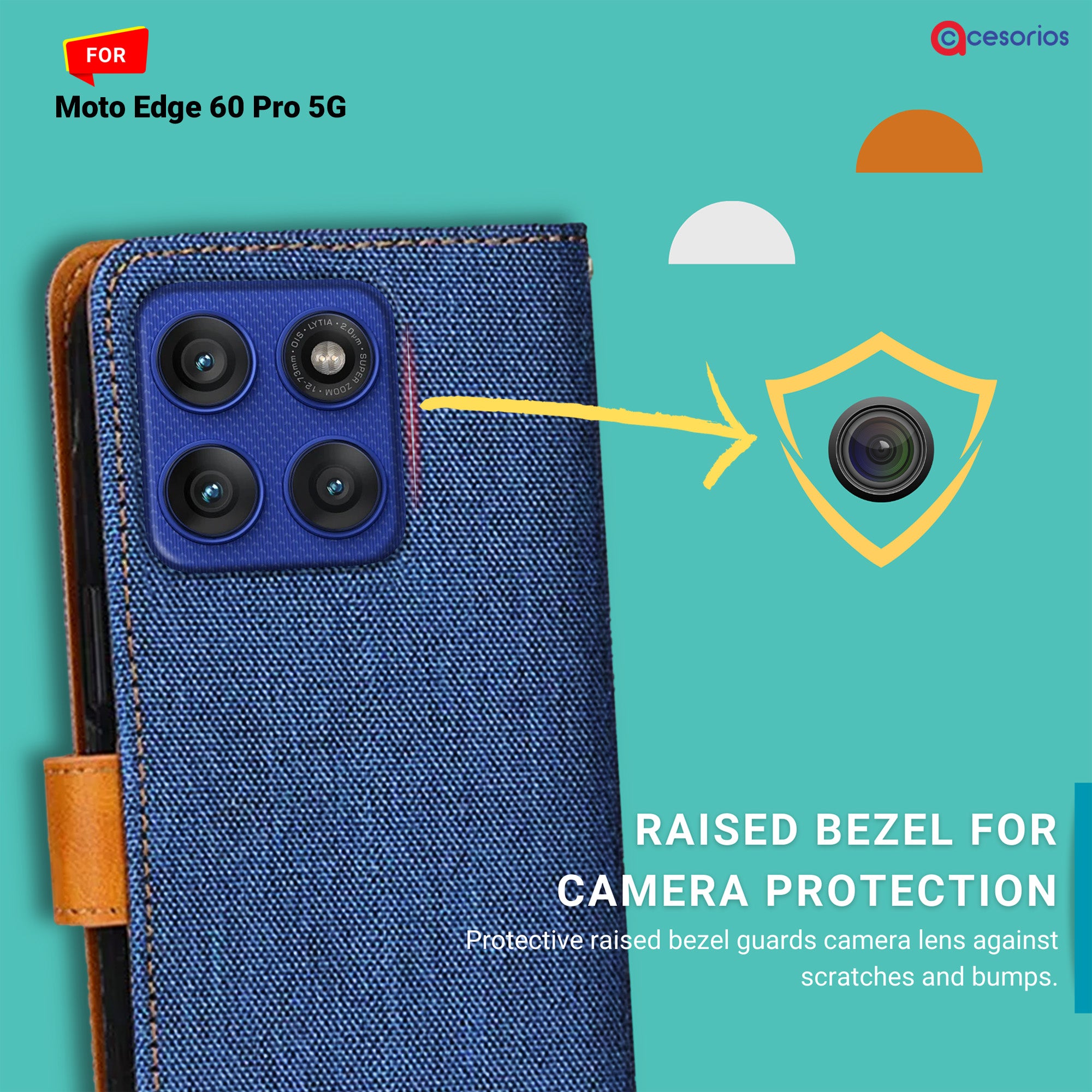 Accesorios Moto Edge 60 Pro 5G denim flip cover – Blue – Image 2 #color_blue