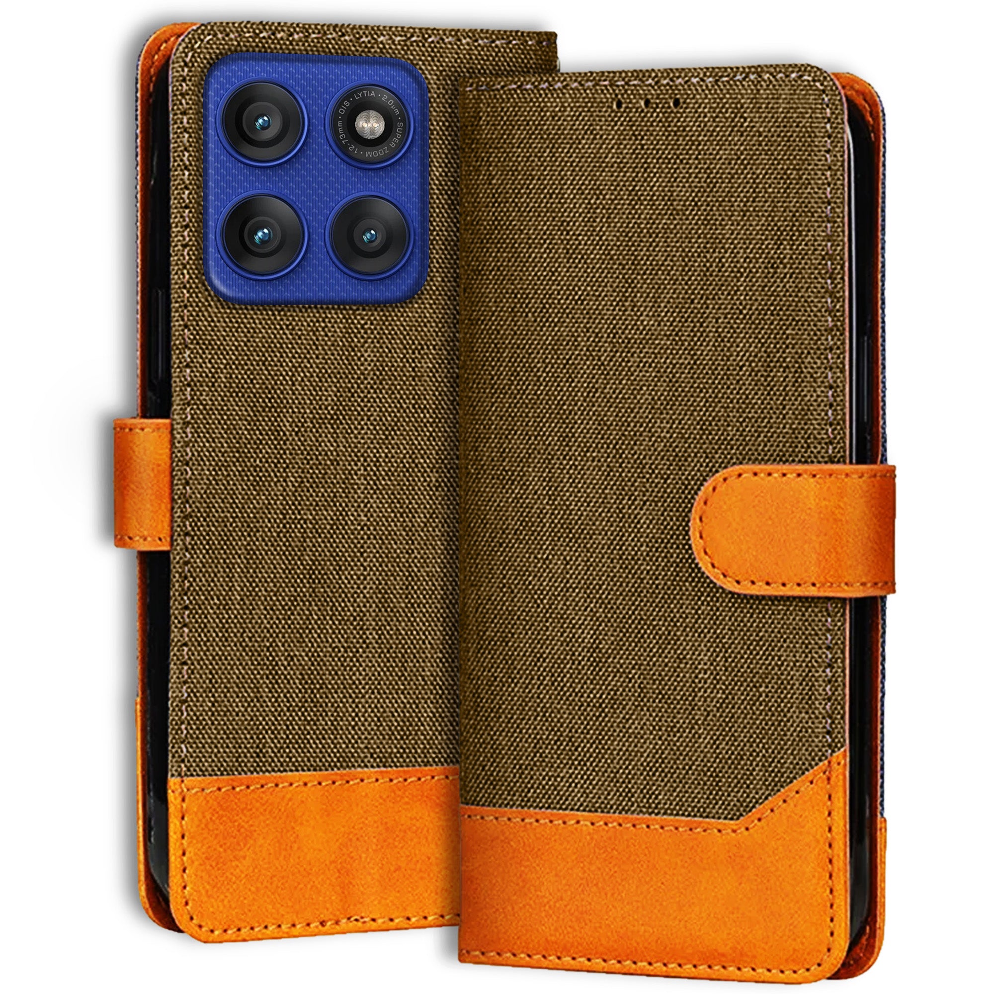 Accesorios Moto Edge 60 Pro 5G denim flip cover – Dark Brown – Image 1 #color_dark brown