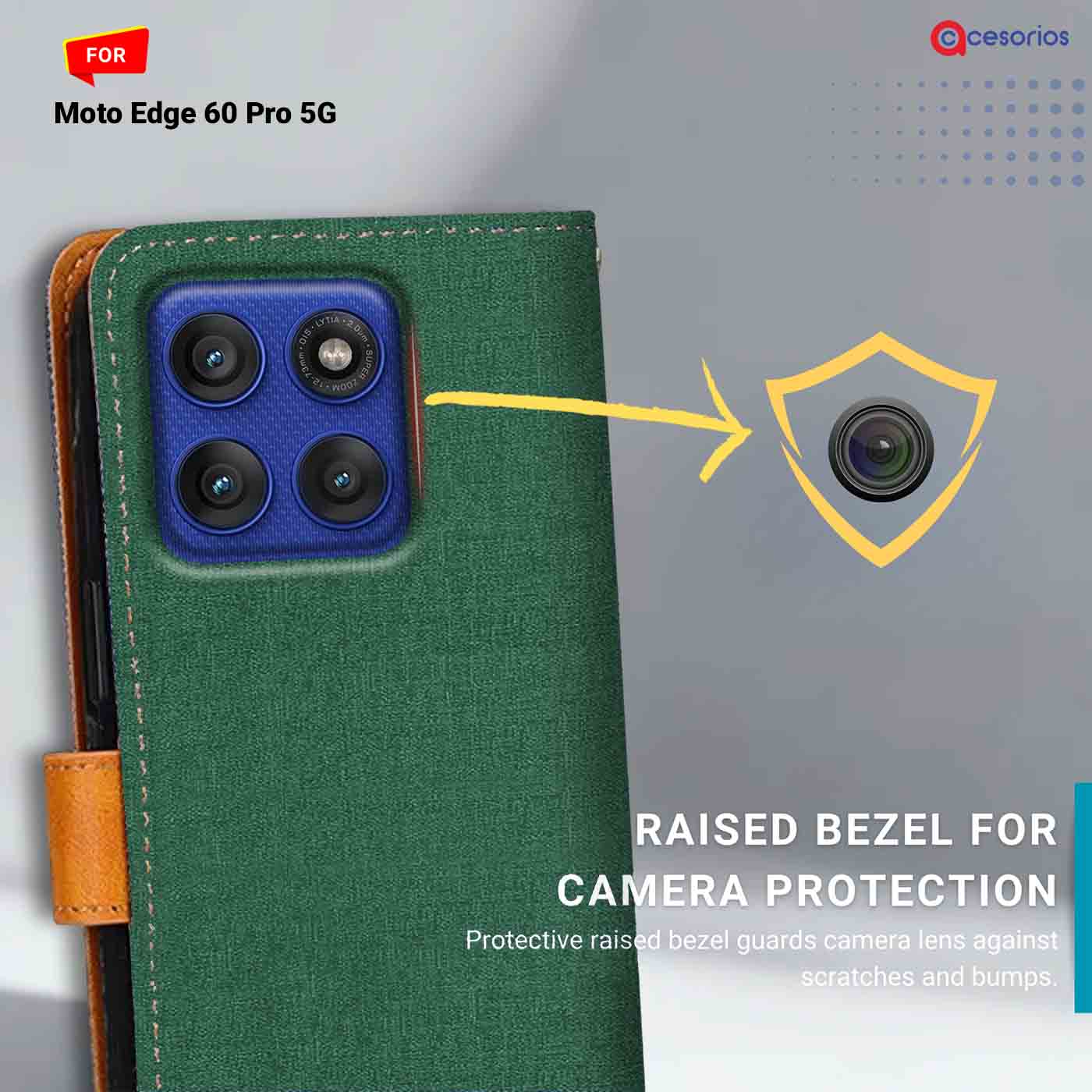 Canvas & Suede back panel — Moto Edge 60 Pro 5G in Green mobile case
