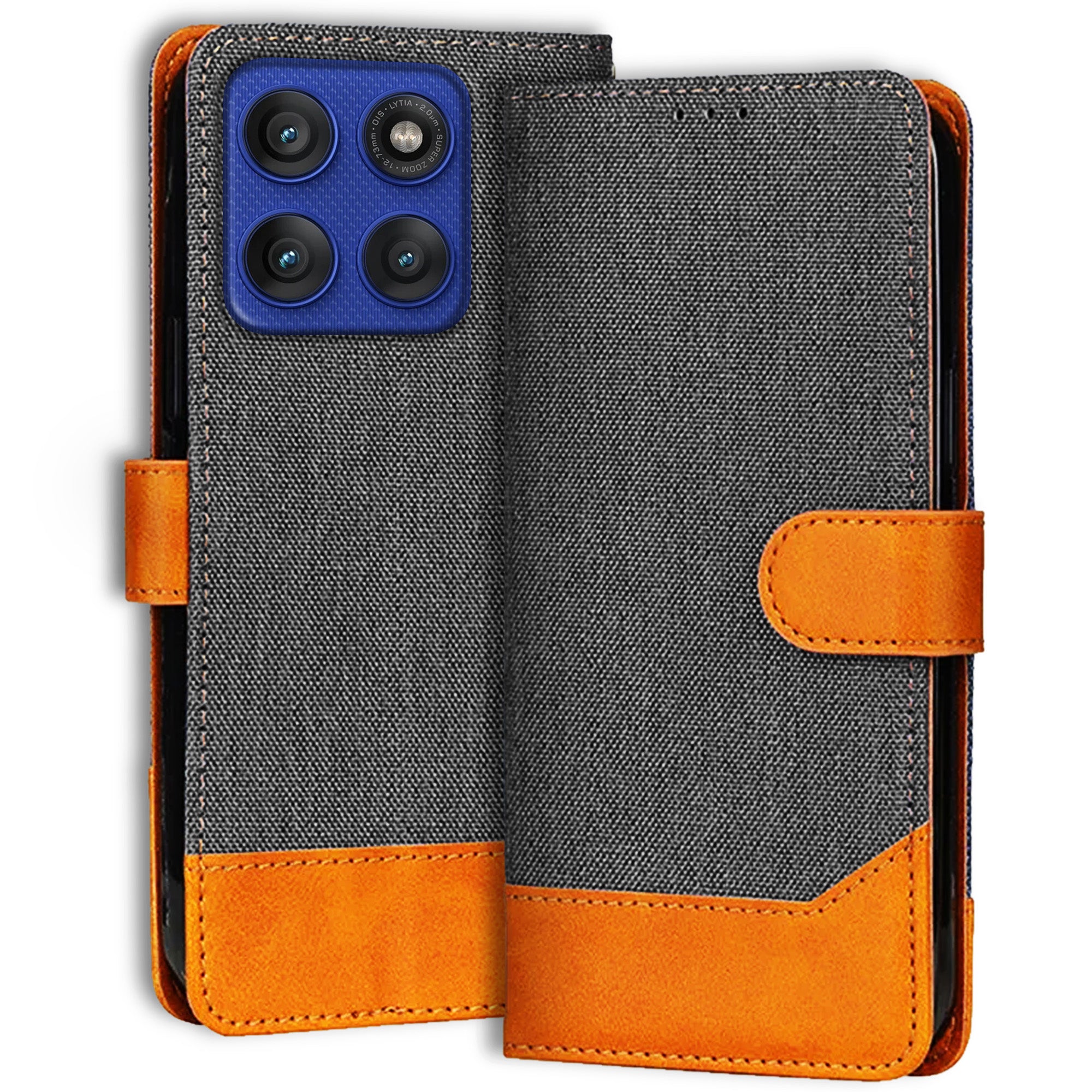 Accesorios Moto Edge 60 Pro 5G denim flip cover – Grey – Image 1 #color_grey
