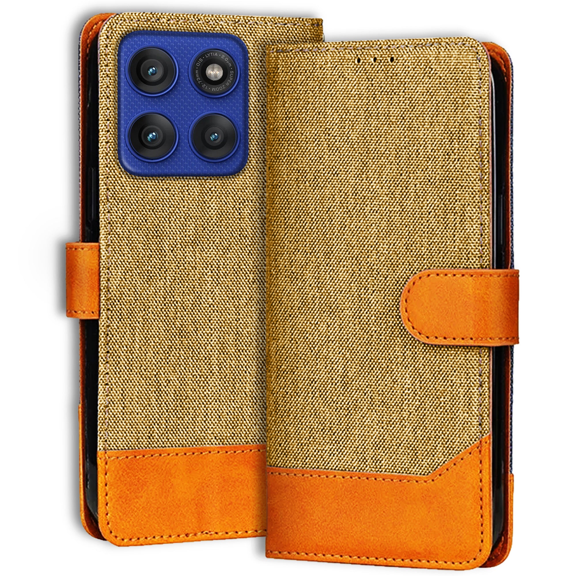 Accesorios Moto Edge 60 Pro 5G denim flip cover – Light Brown – Image 1 #color_light brown