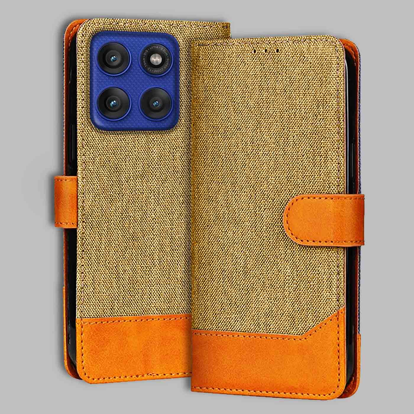 Accesorios Moto Edge 60 Pro 5G denim flip cover – Light Brown – Image 1 #color_light b