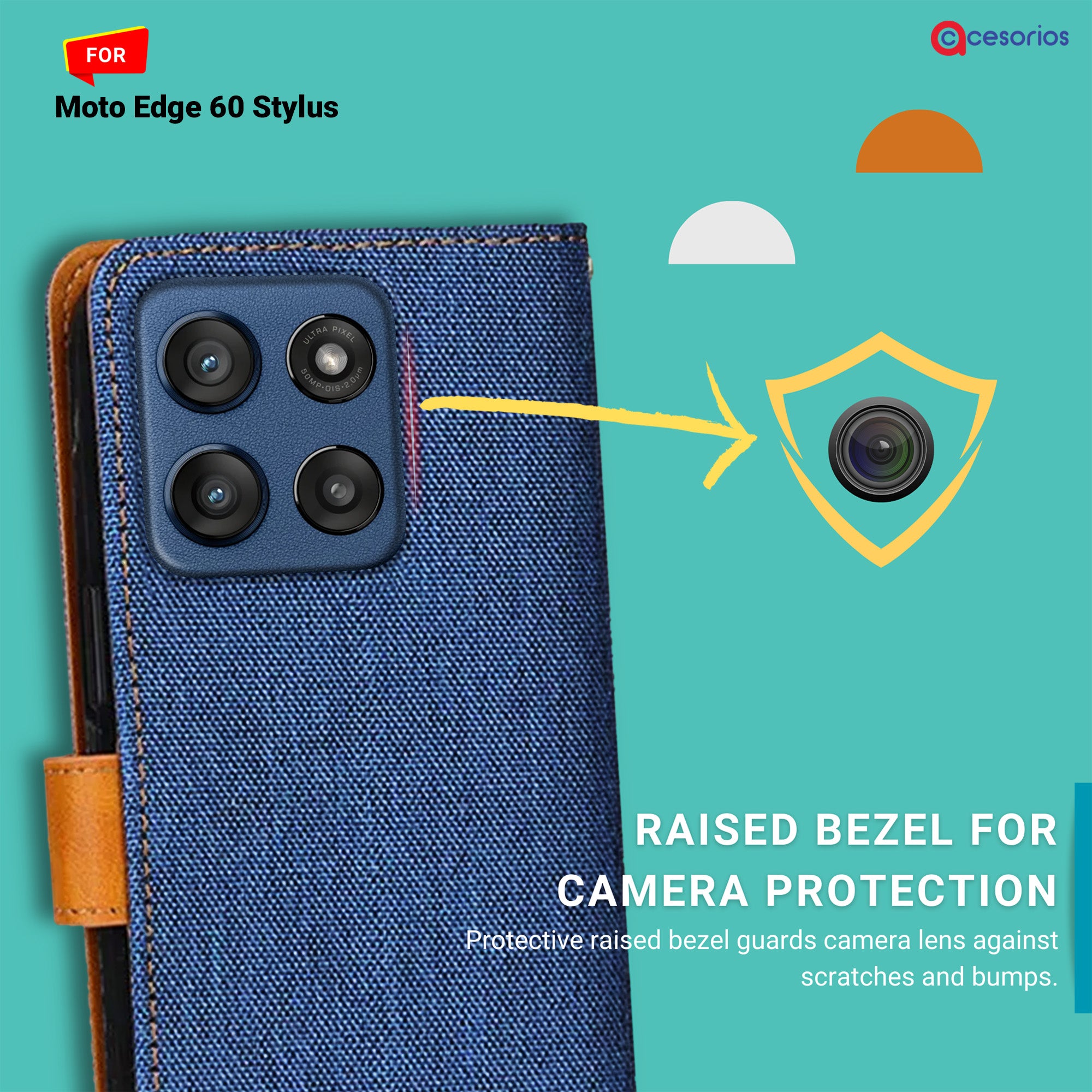 Accesorios Moto Edge 60 Stylus denim flip cover – Blue – Image 2 #color_blue
