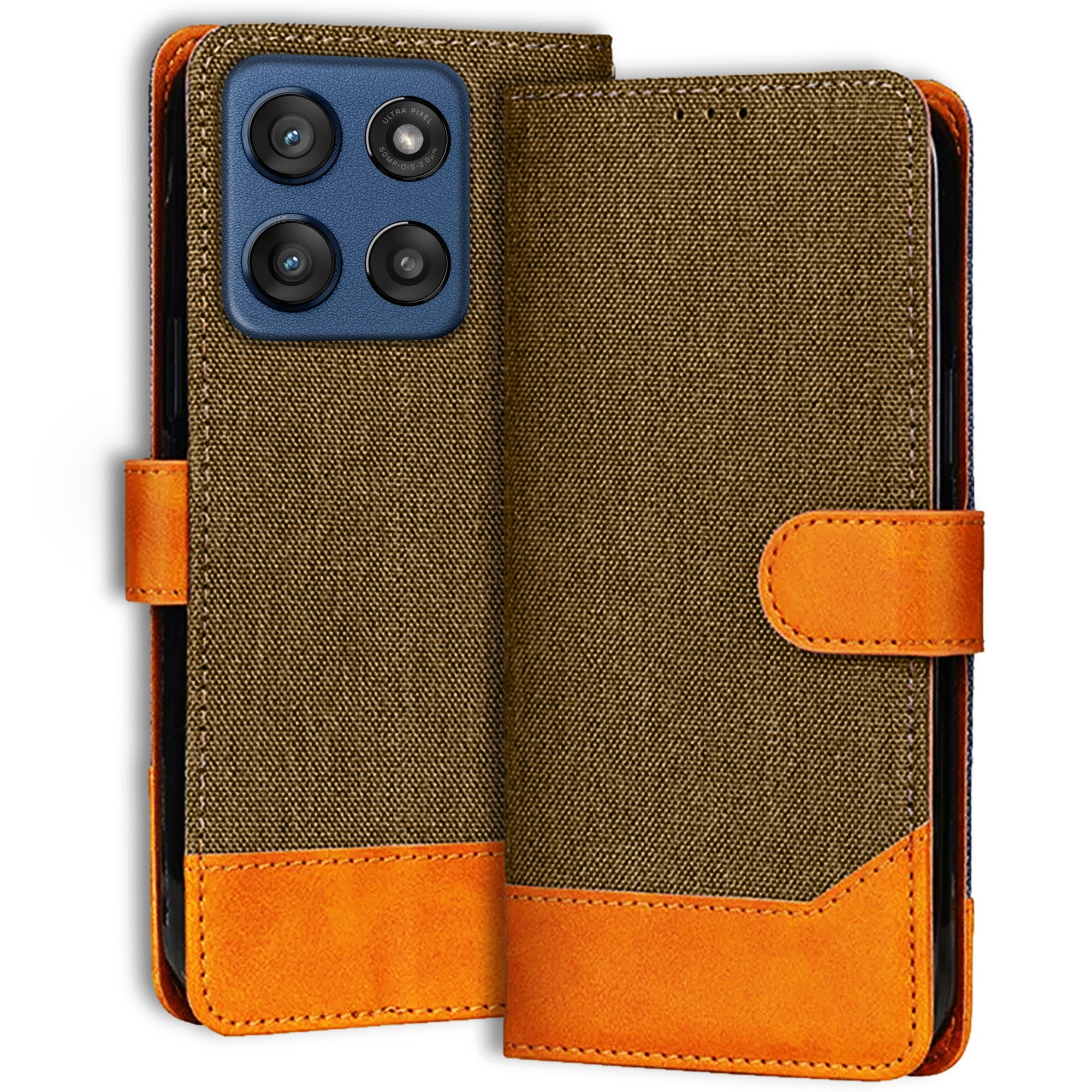 Accesorios Moto Edge 60 Stylus denim flip cover – Dark Brown – Image 1 #color_dark brown