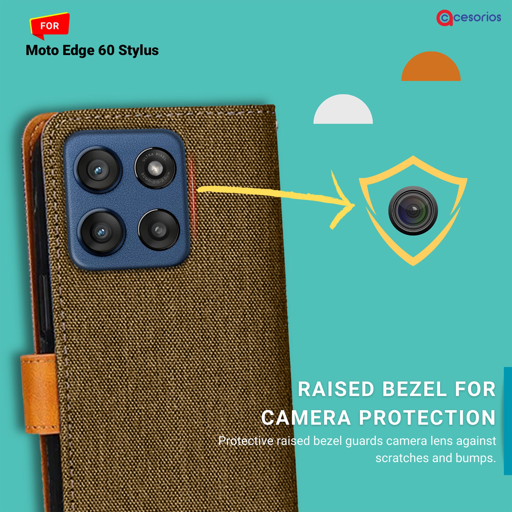 Accesorios Moto Edge 60 Stylus denim flip cover – Dark Brown – Image 2 #color_dark brown