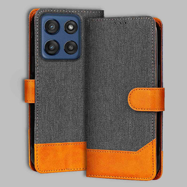 Moto Edge 60 Stylus Flip Cover — Denim, Graphite Grey after a year of daily use