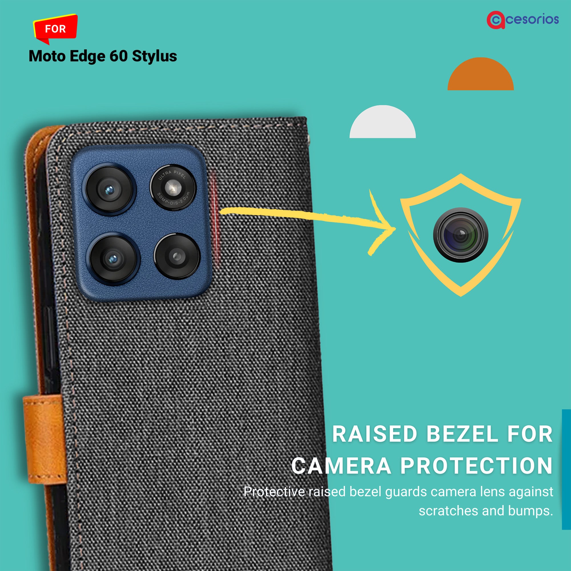 Accesorios Moto Edge 60 Stylus denim flip cover – Grey – Image 2 #color_grey