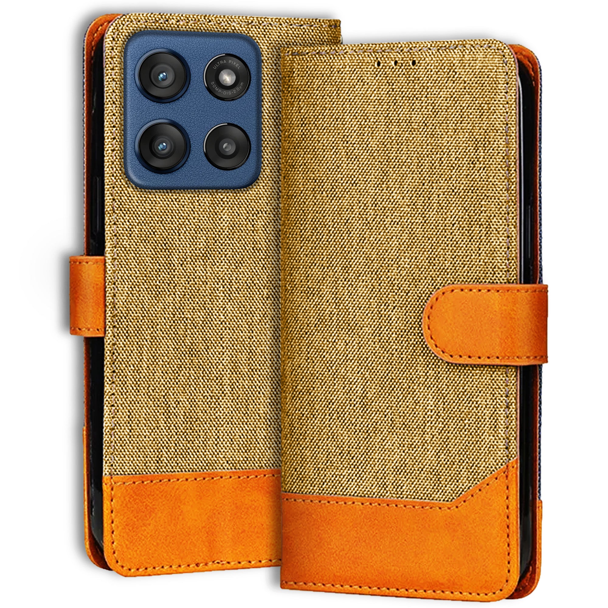 Accesorios Moto Edge 60 Stylus denim flip cover – Light Brown – Image 1 #color_light brown
