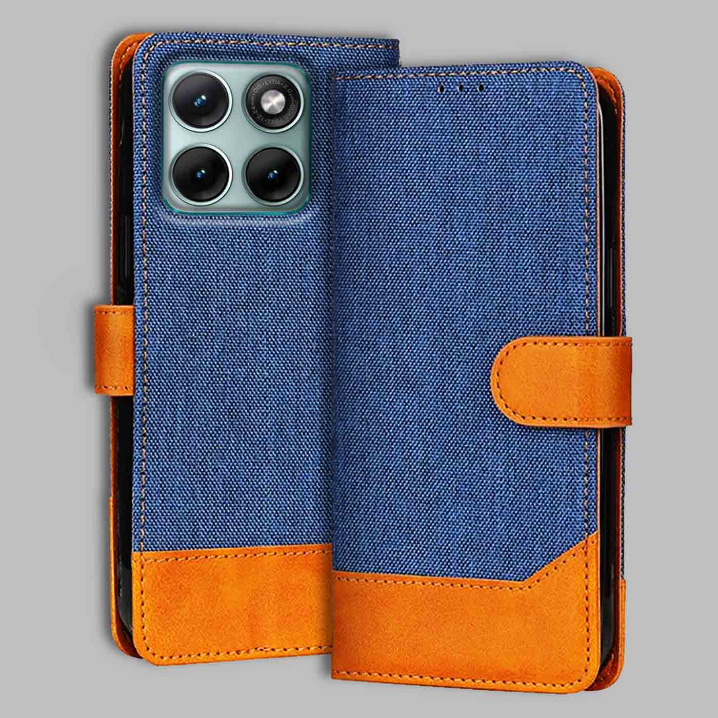 Moto Edge 70 Fusion flip cover in Blue — front view by Accesorios
