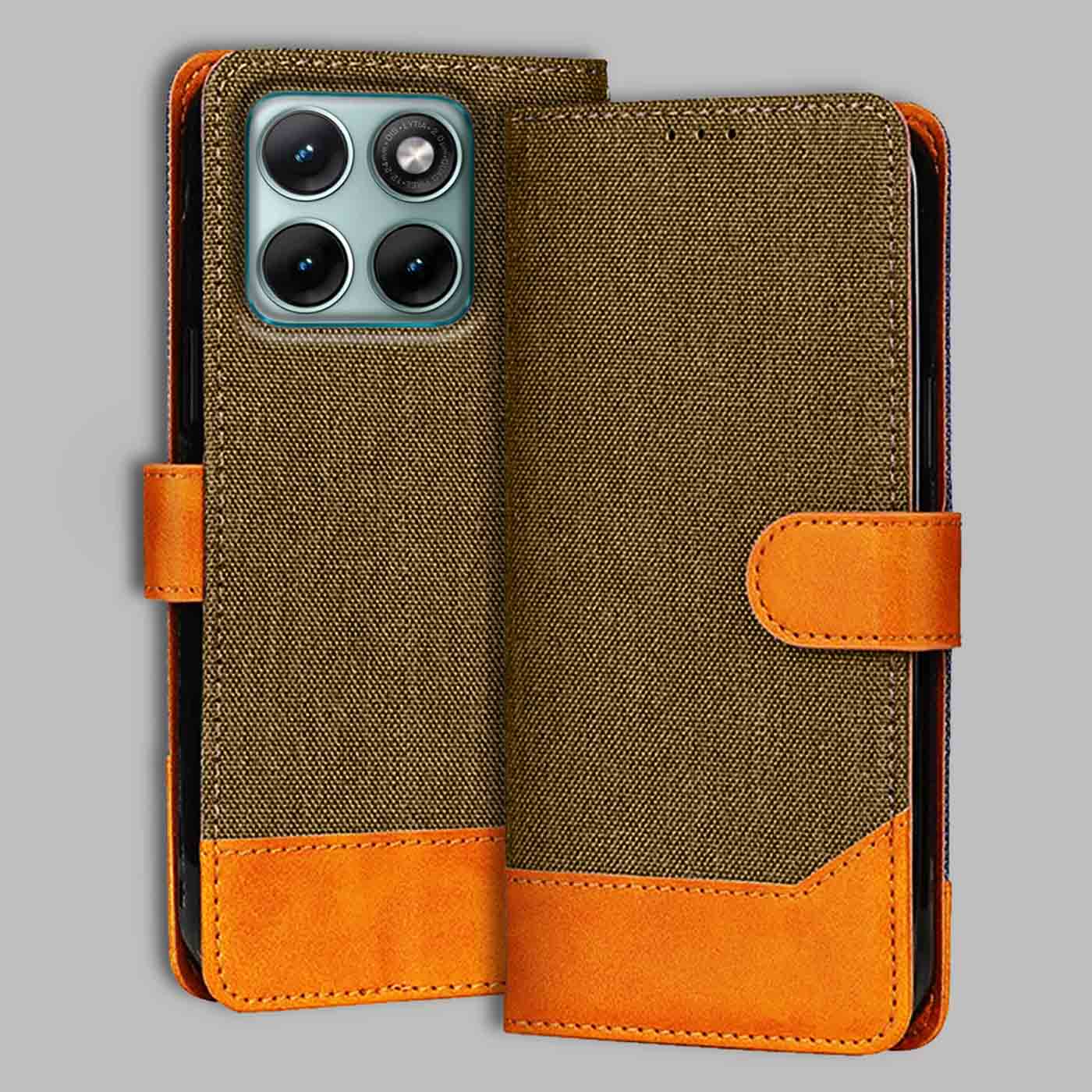 Moto Edge 70 Fusion flip cover in Dark Brown — front view by Accesorios