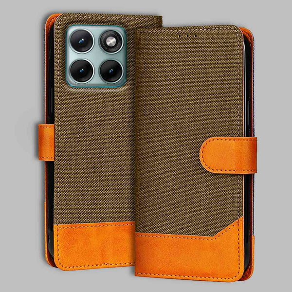 Moto Edge 70 Fusion Flip Cover — Denim, Walnut Brown after a year of daily use