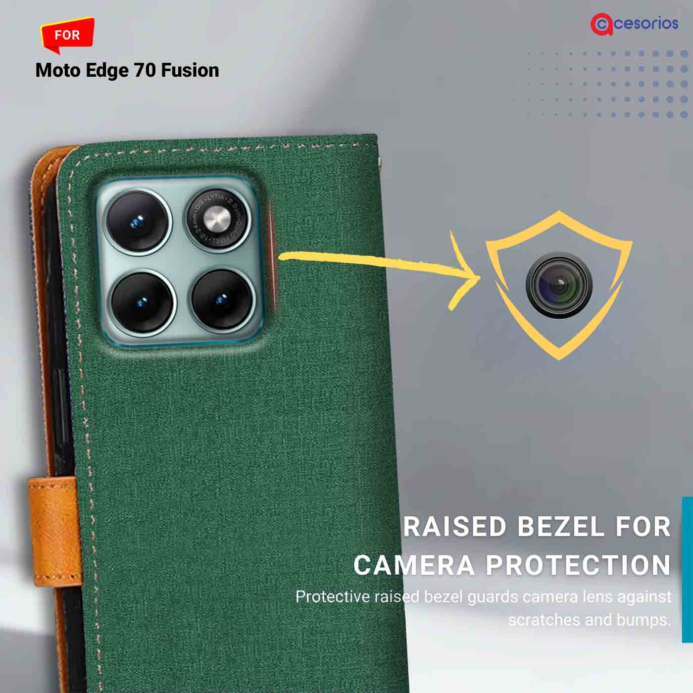 Canvas & Suede back panel — Moto Edge 70 Fusion in Green mobile case