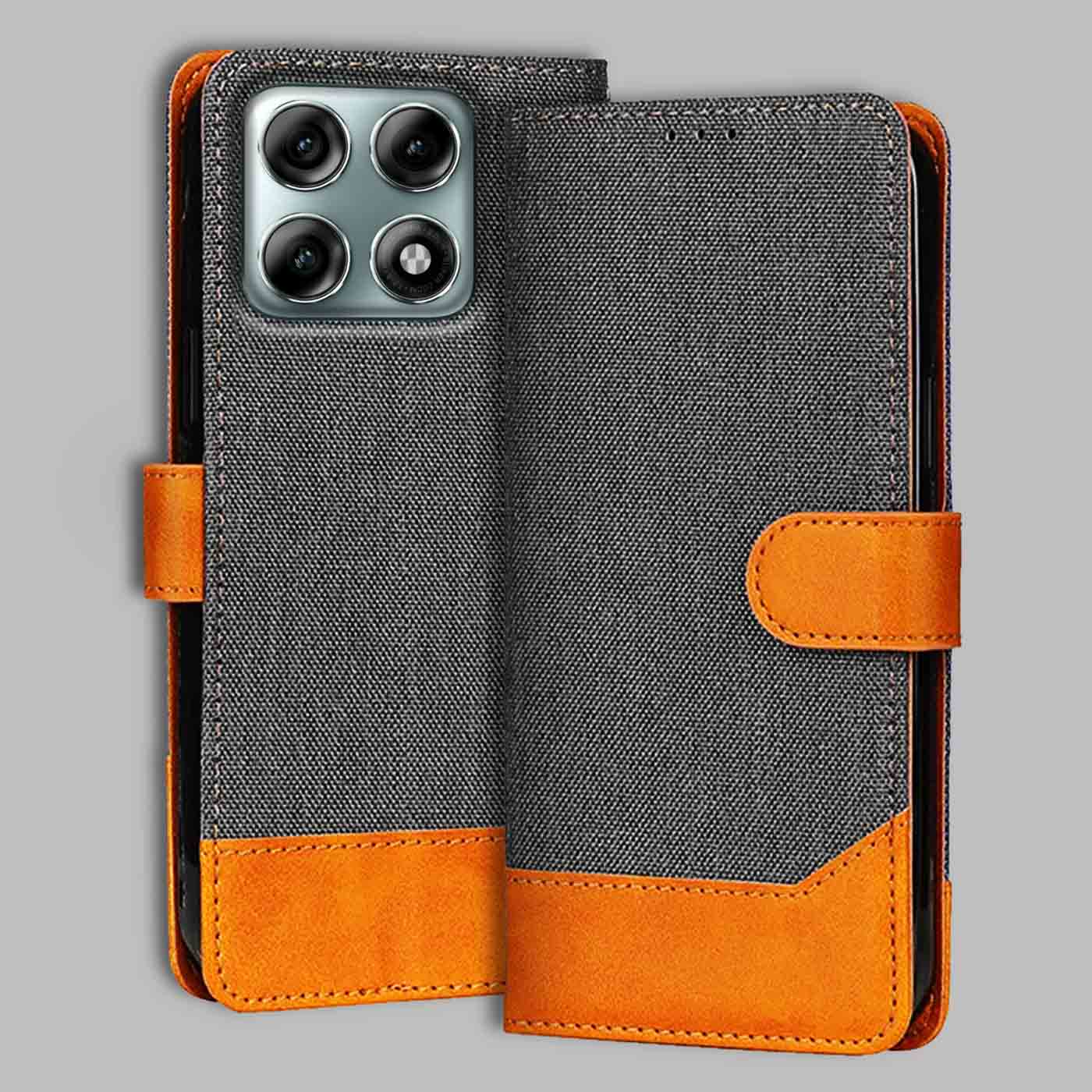 Moto Edge 70 Pro 5G flip cover in Grey — front view by Accesorios