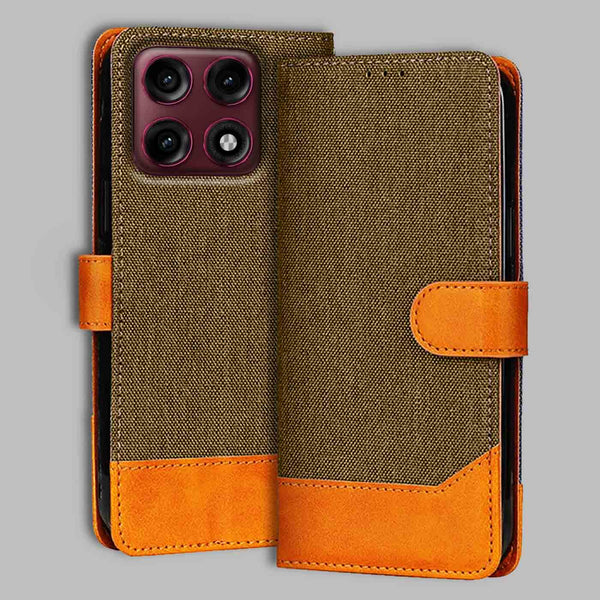 Moto Edge 70 Pro Plus 5G Flip Cover — Denim, Walnut Brown after a year of daily use