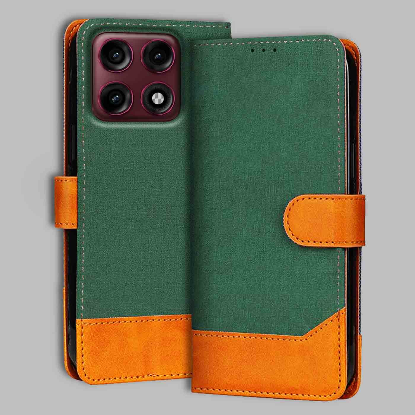 Moto Edge 70 Pro Plus 5G flip cover in Forest Green — front view by Accesorios