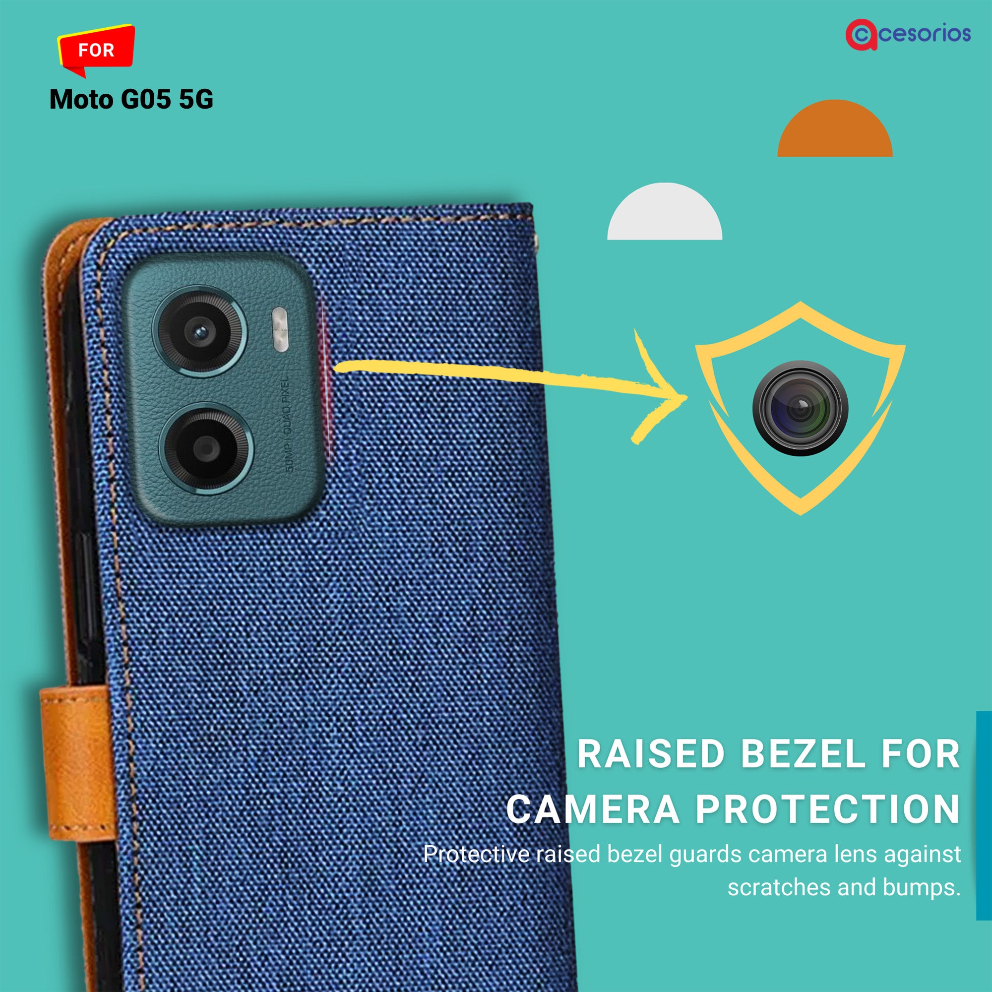 Accesorios Moto G05 5G denim flip cover – Blue – Image 2 #color_blue