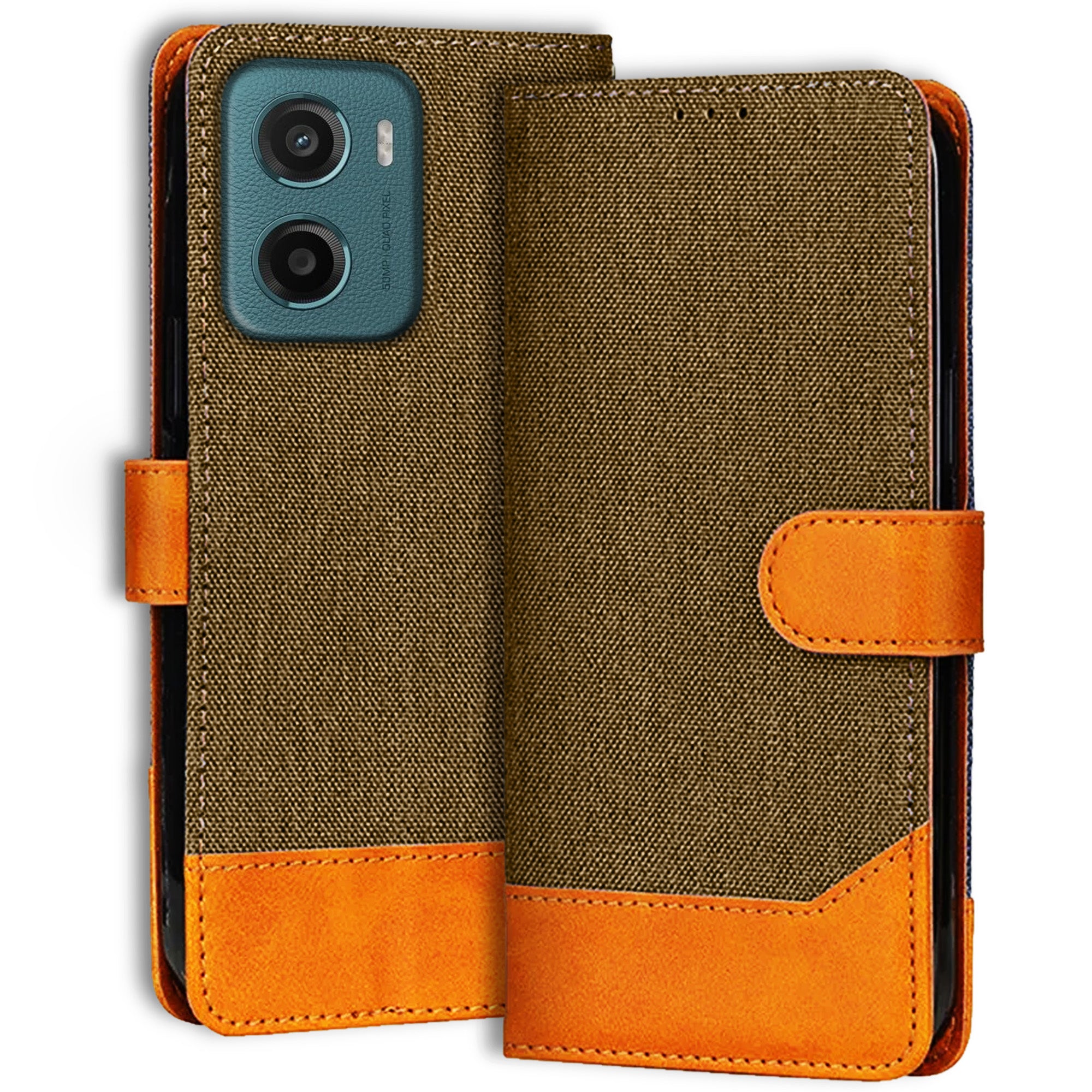 Accesorios Moto G05 5G denim flip cover – Dark Brown – Image 1 #color_dark brown