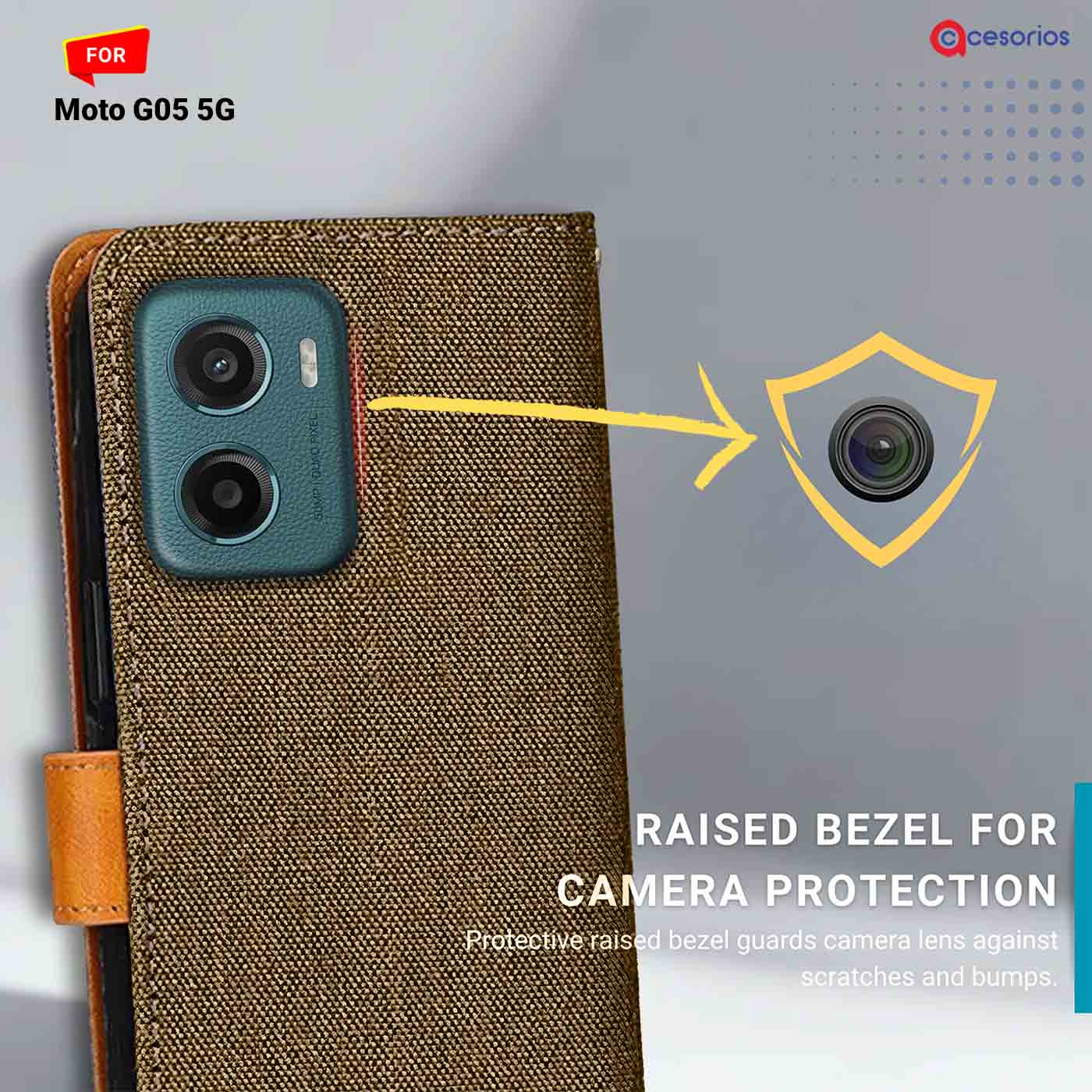 Denim & Leather back panel — Moto G05 5G in Dark Brown mobile case