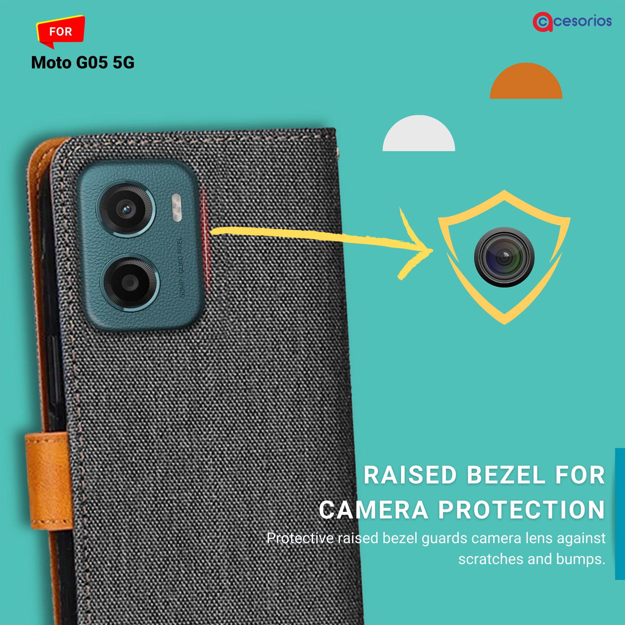 Accesorios Moto G05 5G denim flip cover – Grey – Image 2 #color_grey