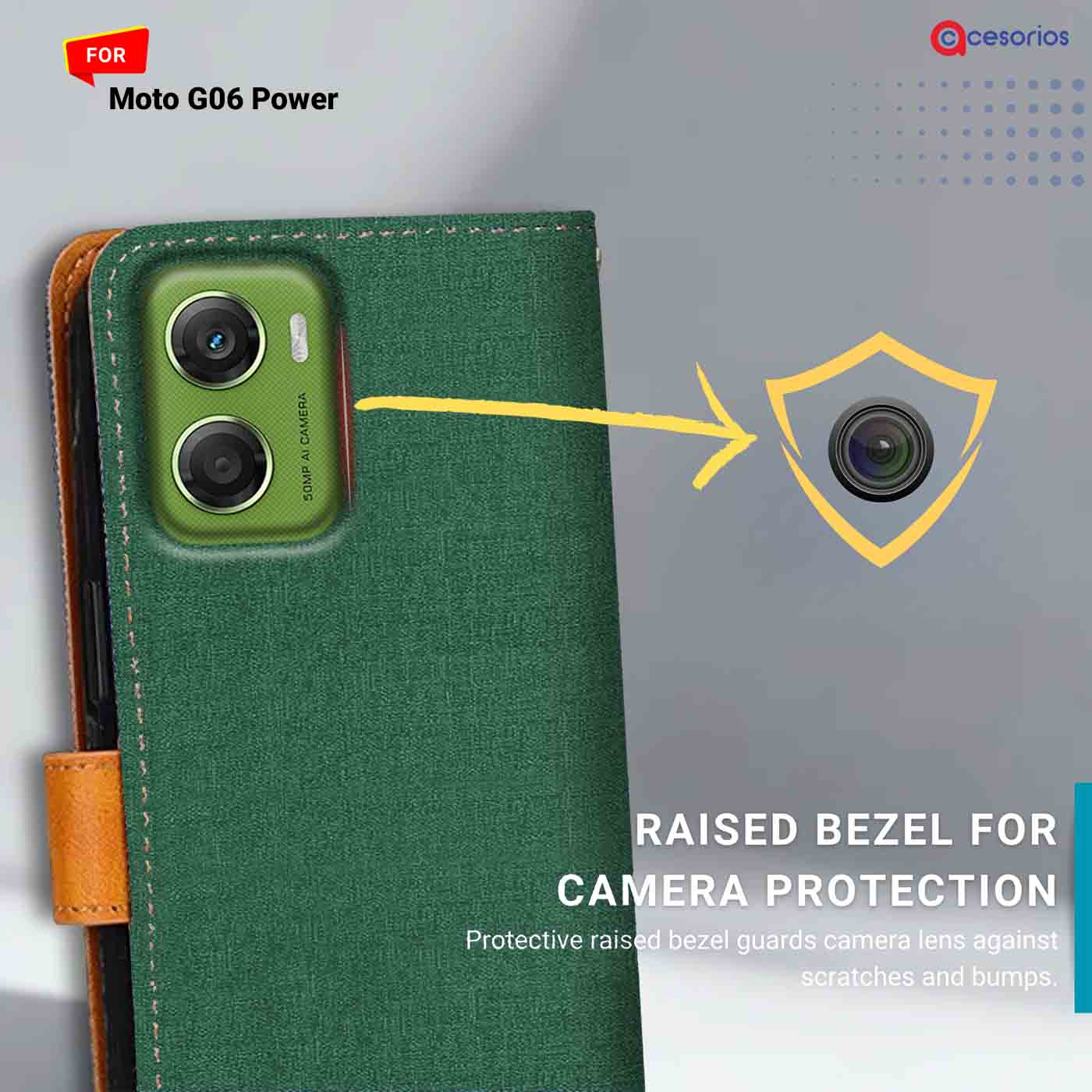 Canvas & Suede back panel — Moto G06 Power 5G in Green mobile case