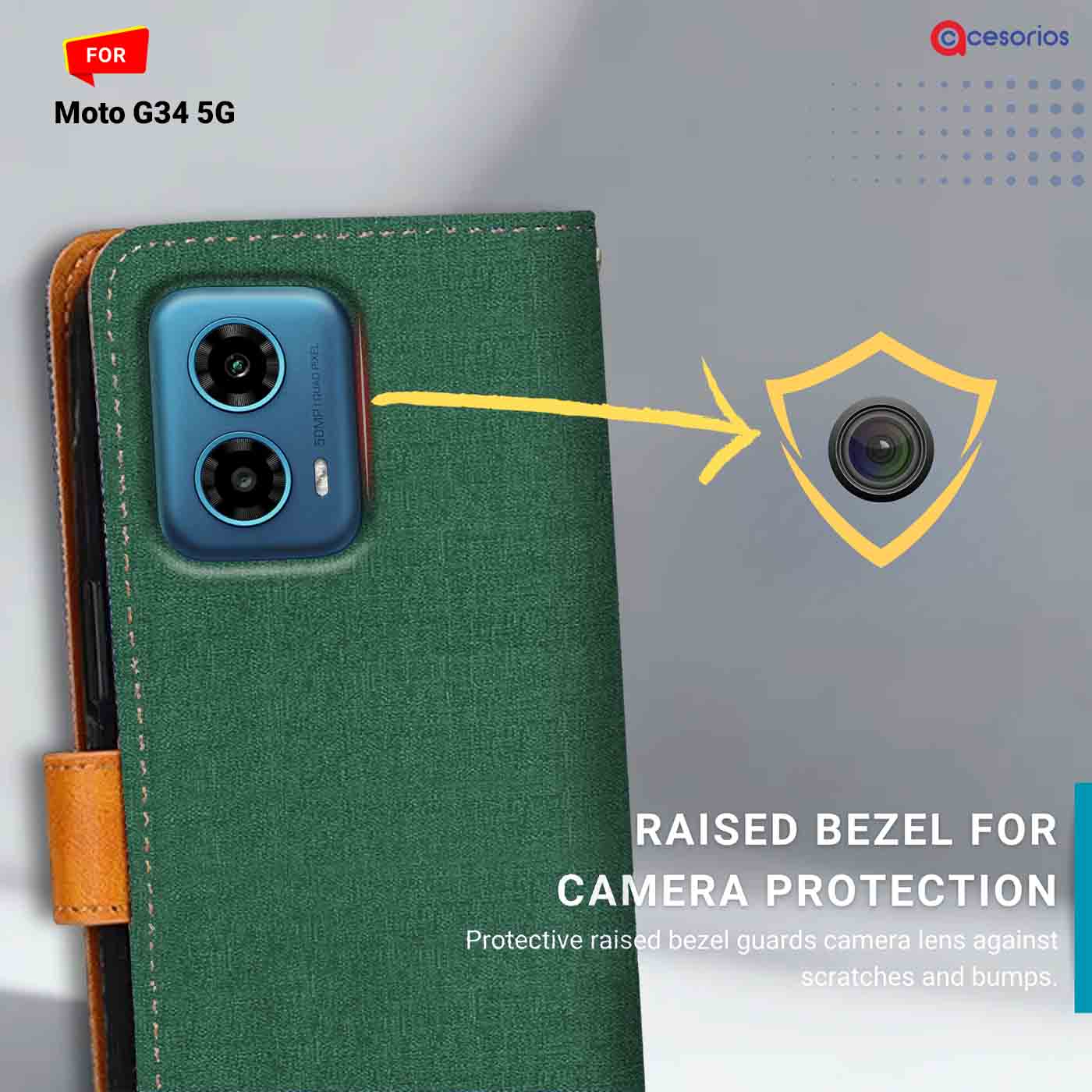 Canvas & Suede back panel — Moto G34 5G in Green mobile case