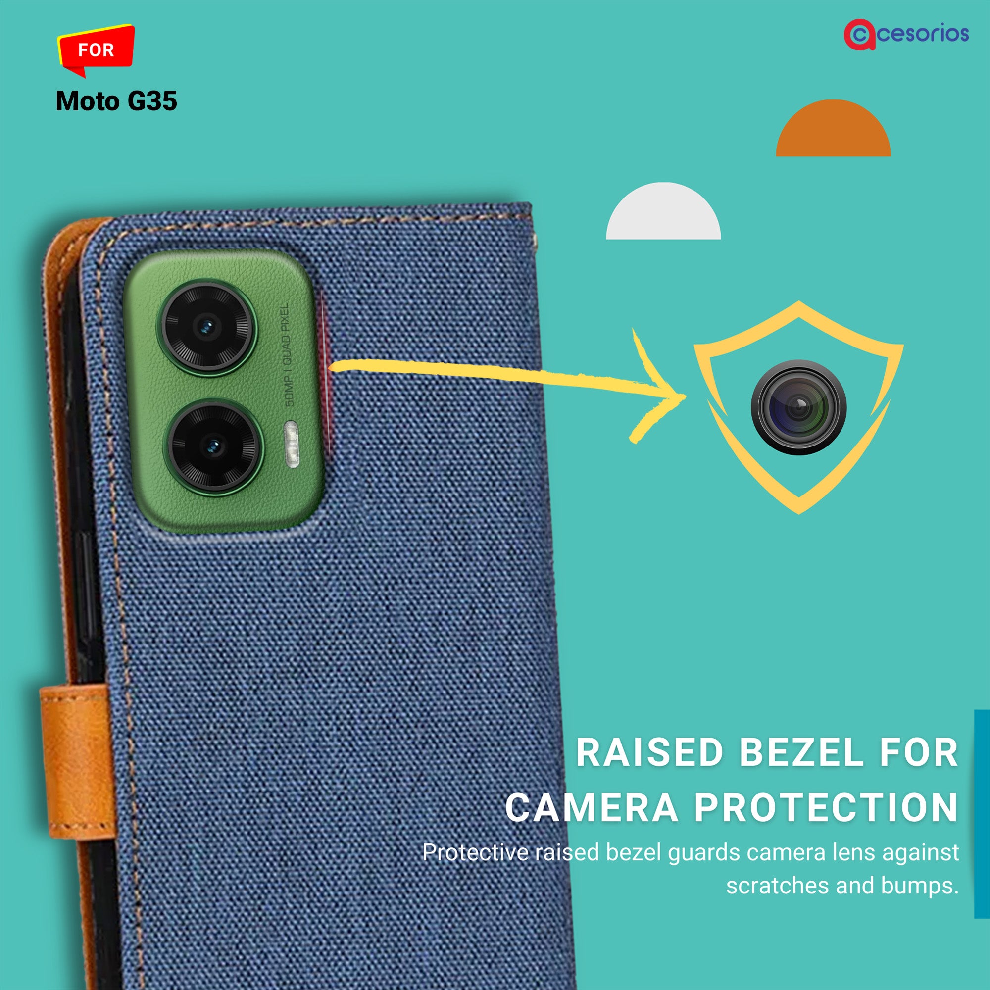 Accesorios Moto G35 denim flip cover – Blue – Image 2 #color_blue