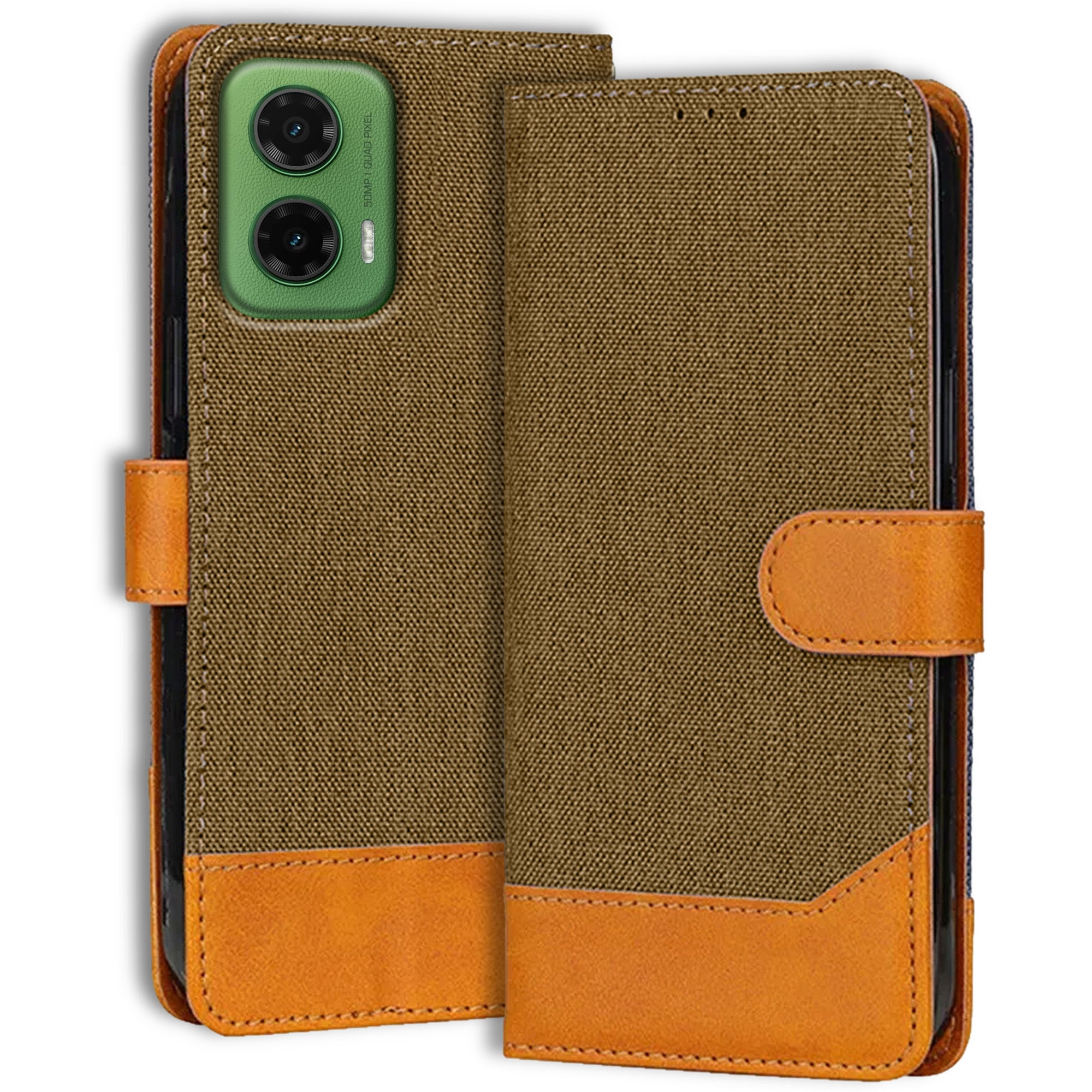 Accesorios Moto G35 denim flip cover – Dark Brown – Image 1 #color_dark brown