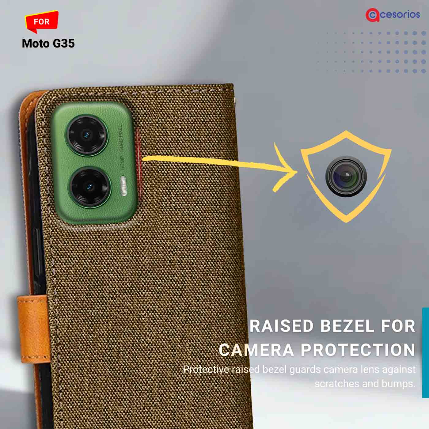 Denim & Leather back panel — Moto G35 5G in Dark Brown mobile case