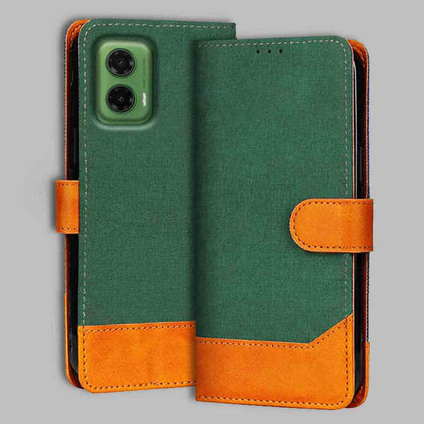 Moto G35 5G Flip Cover — Chambray, Forest Green after a year of daily use