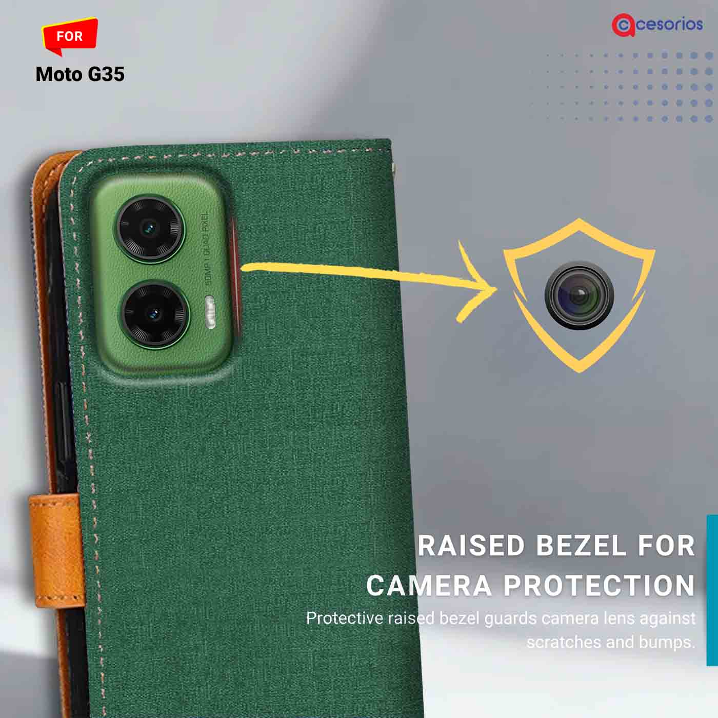 Canvas & Suede back panel — Moto G35 5G in Green mobile case
