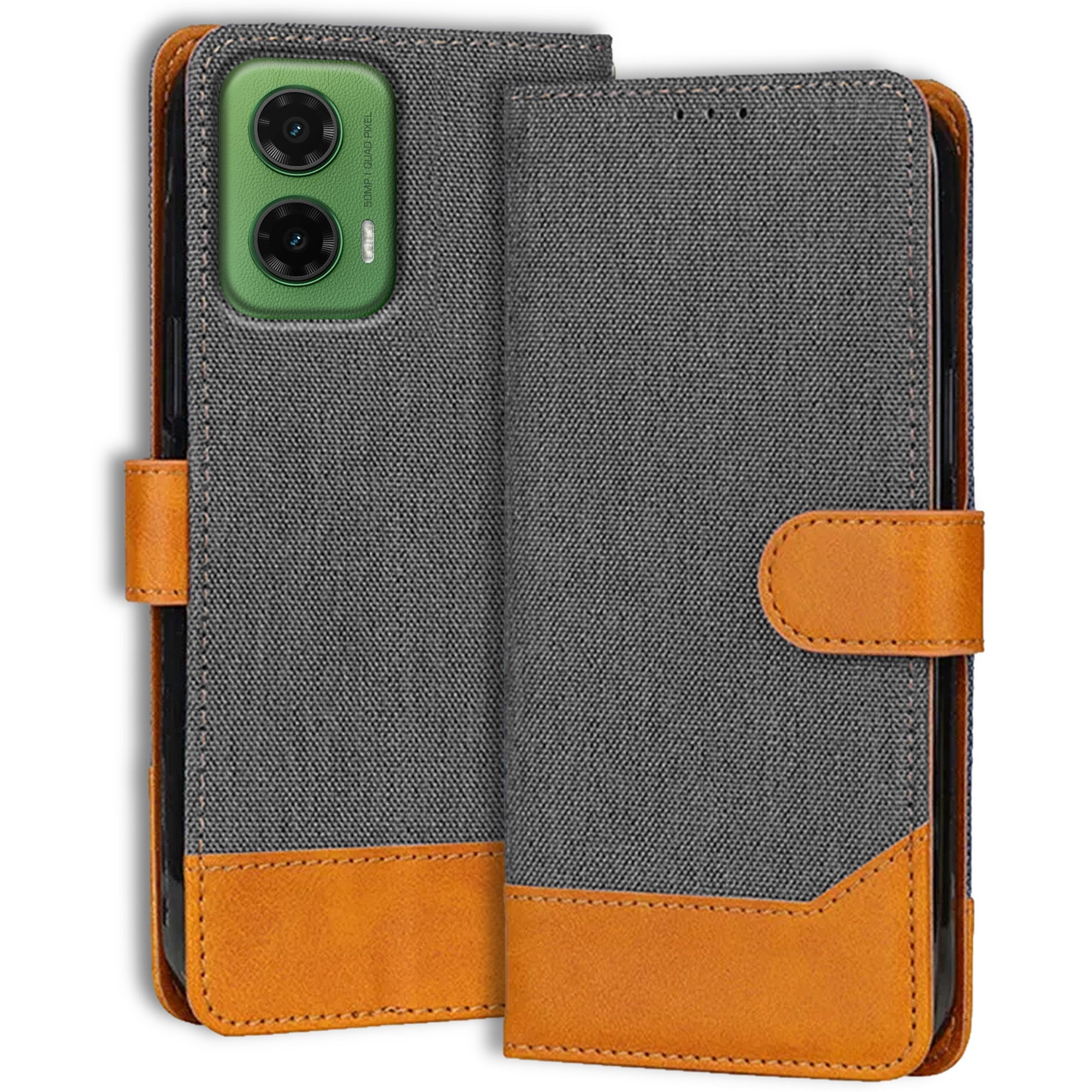 Accesorios Moto G35 denim flip cover – Grey – Image 1 #color_grey