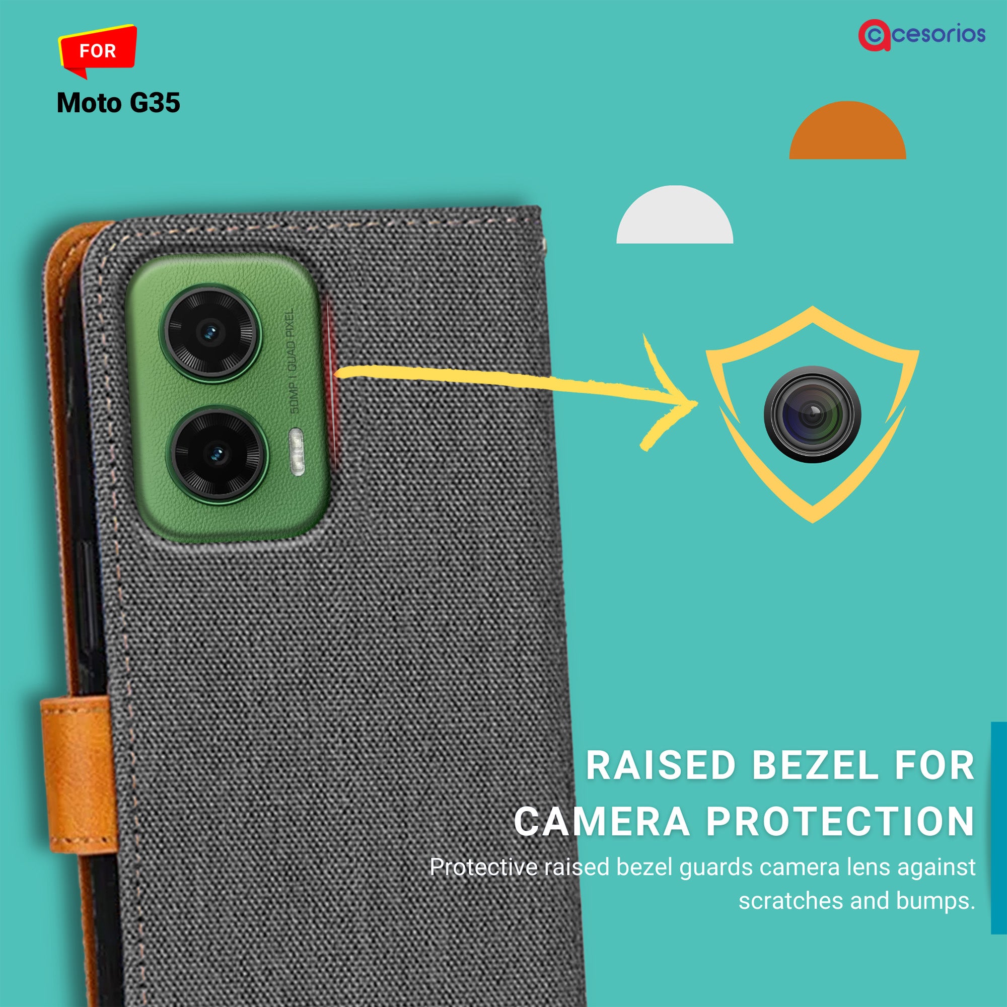 Accesorios Moto G35 denim flip cover – Grey – Image 2 #color_grey