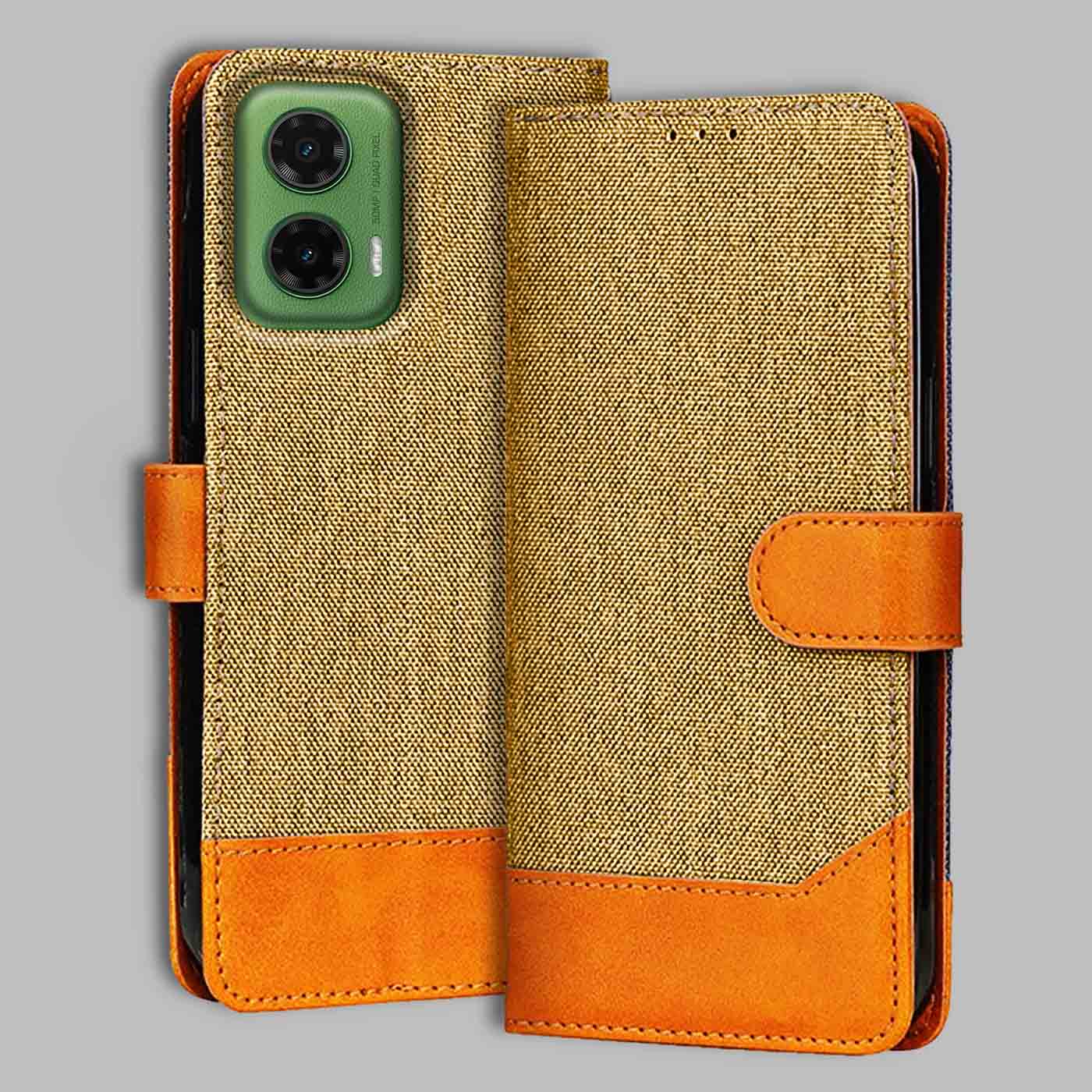 Accesorios Moto G35 denim flip cover – Light Brown – Image 1 #color_light b