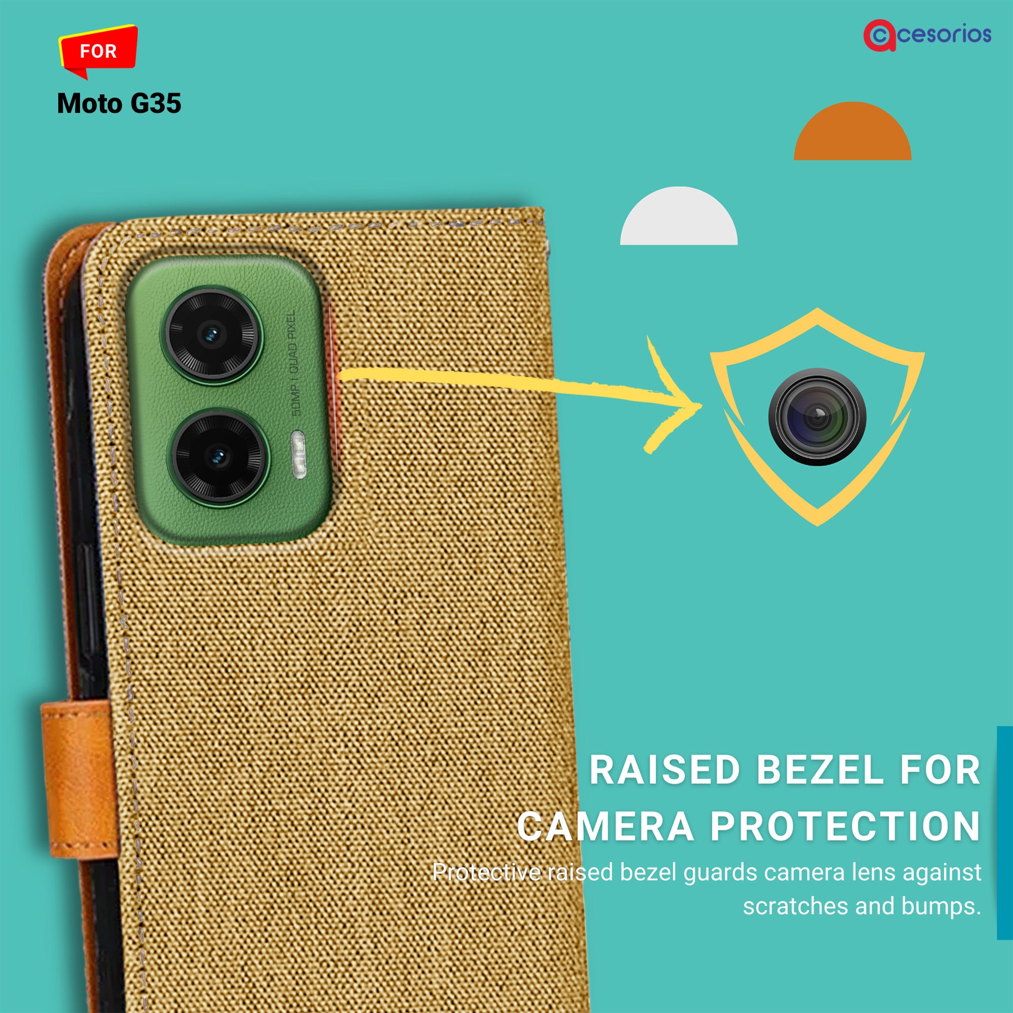 Accesorios Moto G35 denim flip cover – Light Brown – Image 2 #color_light brown