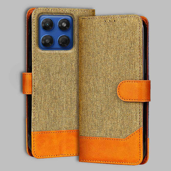 Moto G37 5G Flip Cover — Denim, Camel Beige after a year of daily use