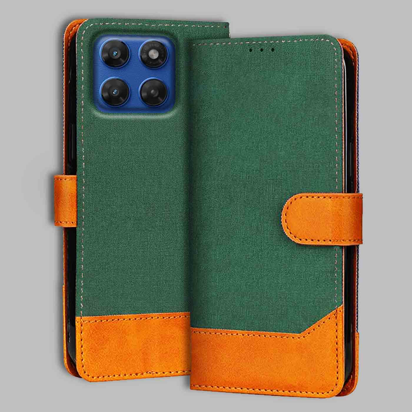 Moto G37 Power 5G flip cover in Forest Green — front view by Accesorios