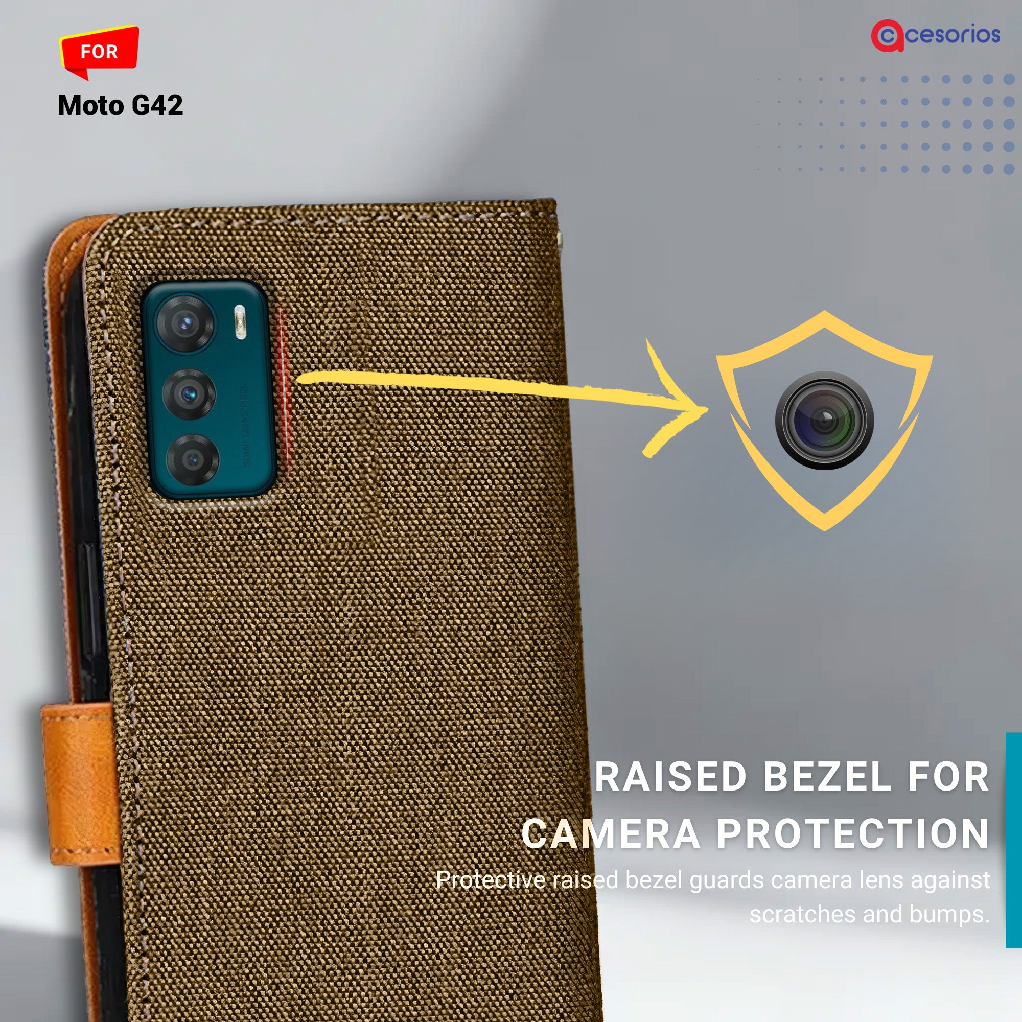 Denim & Leather back panel — Moto G42 5G in Dark Brown mobile case