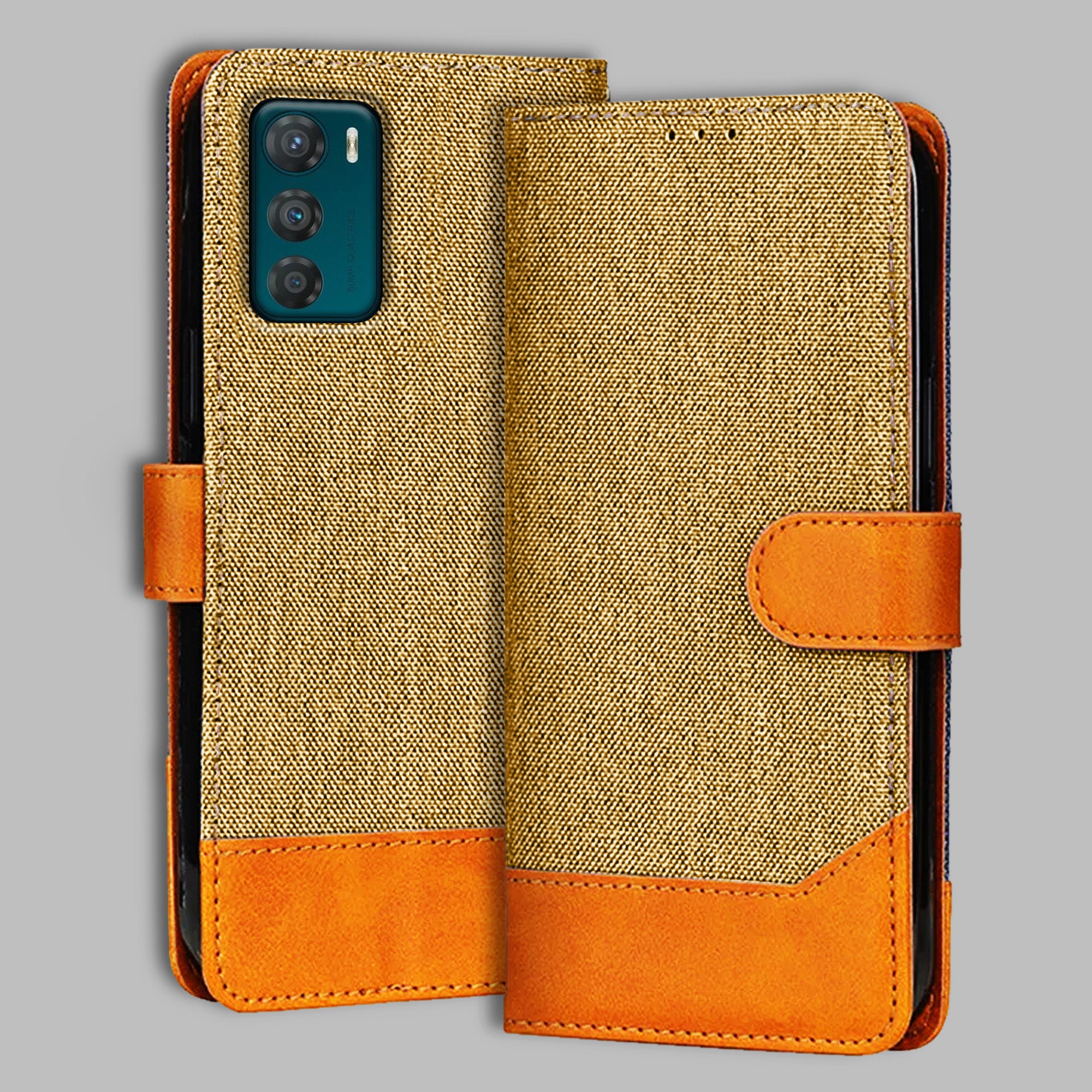 Accesorios Moto G42 denim flip cover – Light Brown – Image 1 #color_light b