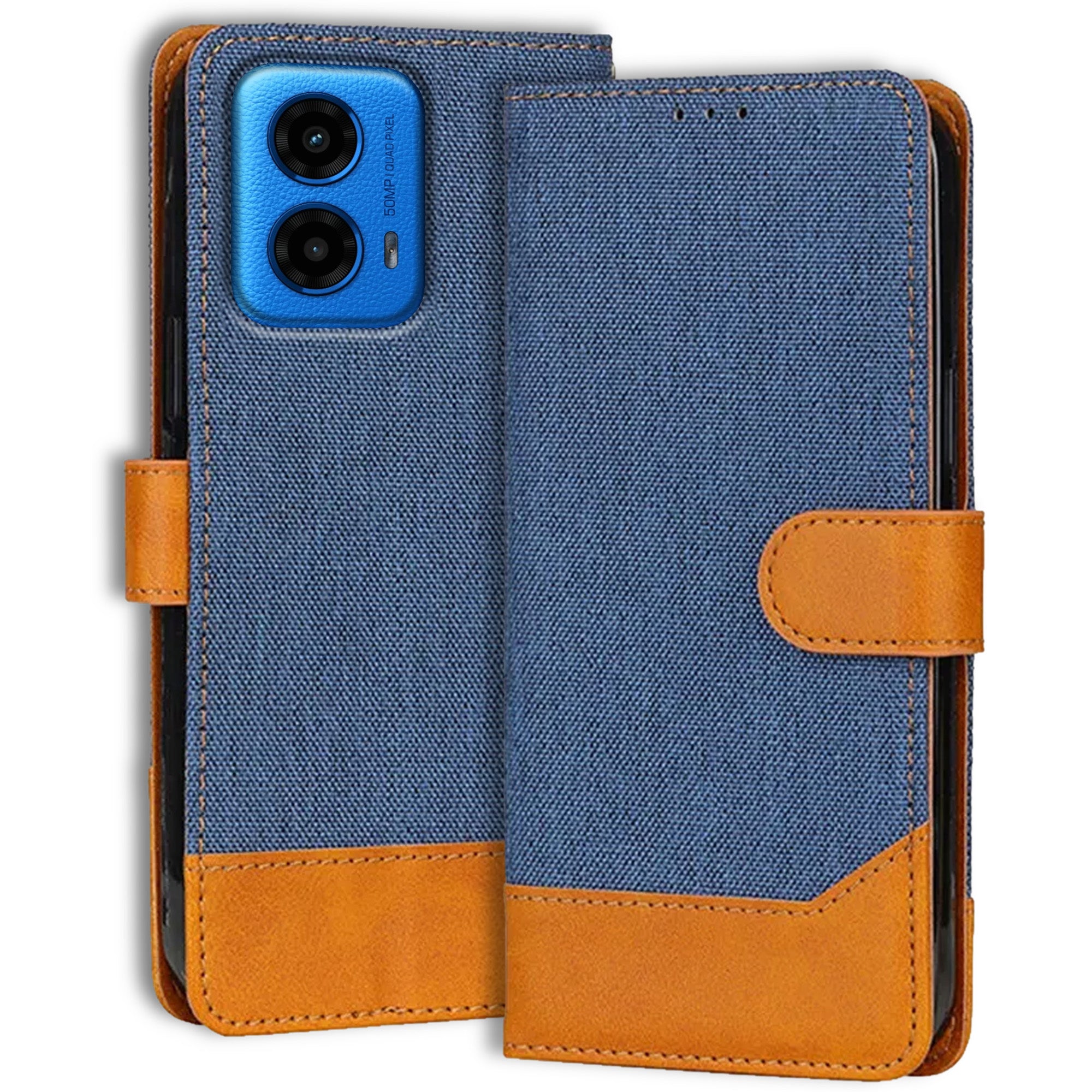 Accesorios Moto G45 5G denim flip cover – Blue – Image 1 #color_blue