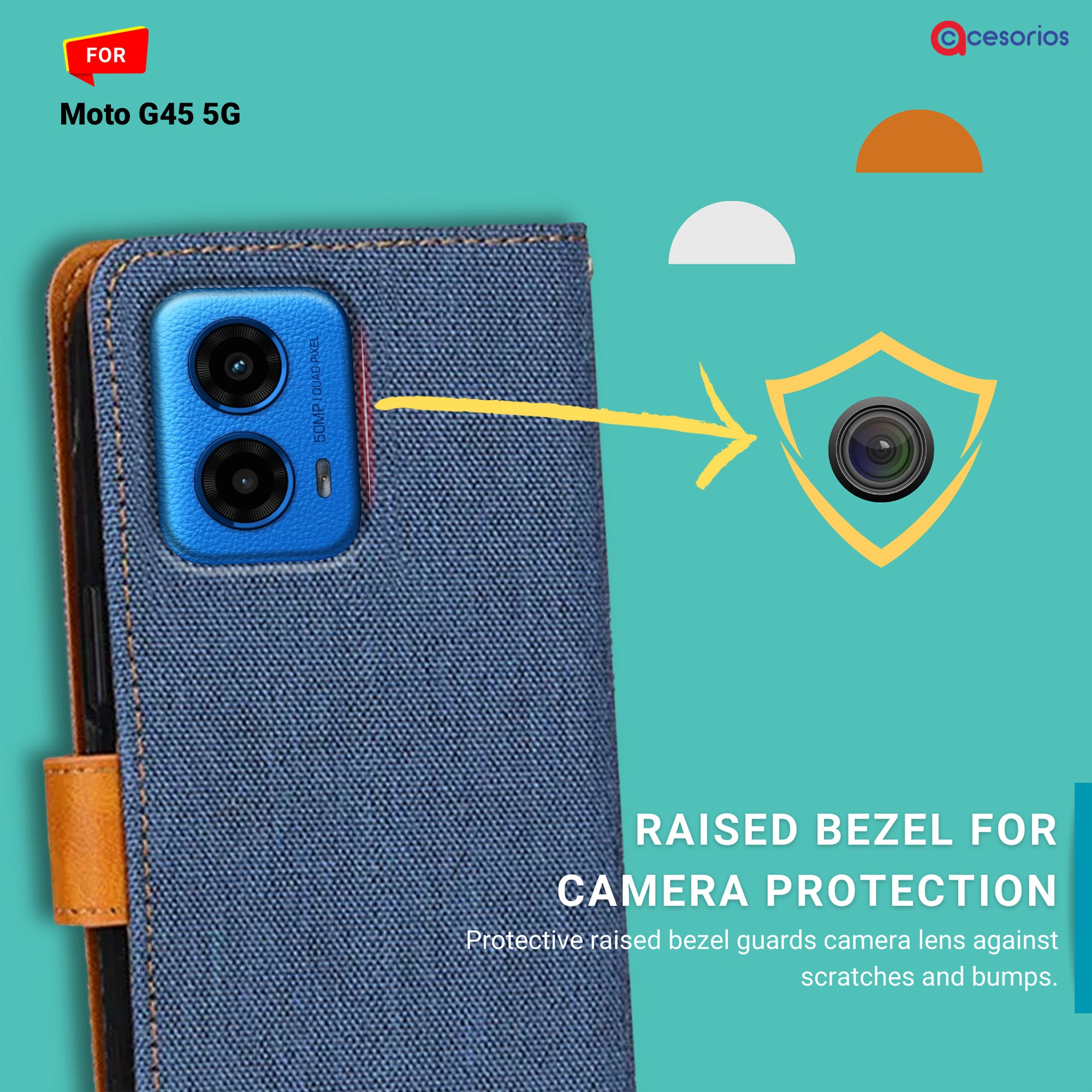 Accesorios Moto G45 5G denim flip cover – Blue – Image 2 #color_blue