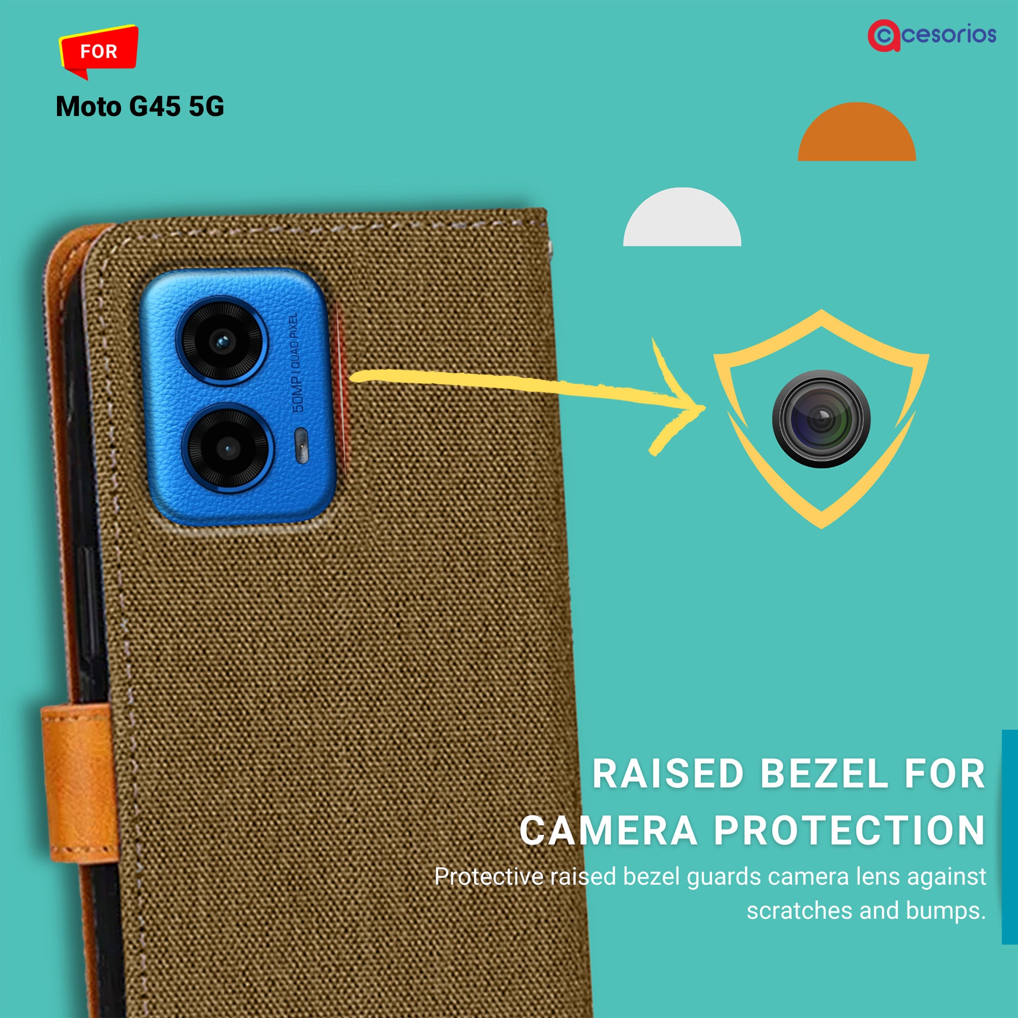 Accesorios Moto G45 5G denim flip cover – Dark Brown – Image 2 #color_dark brown