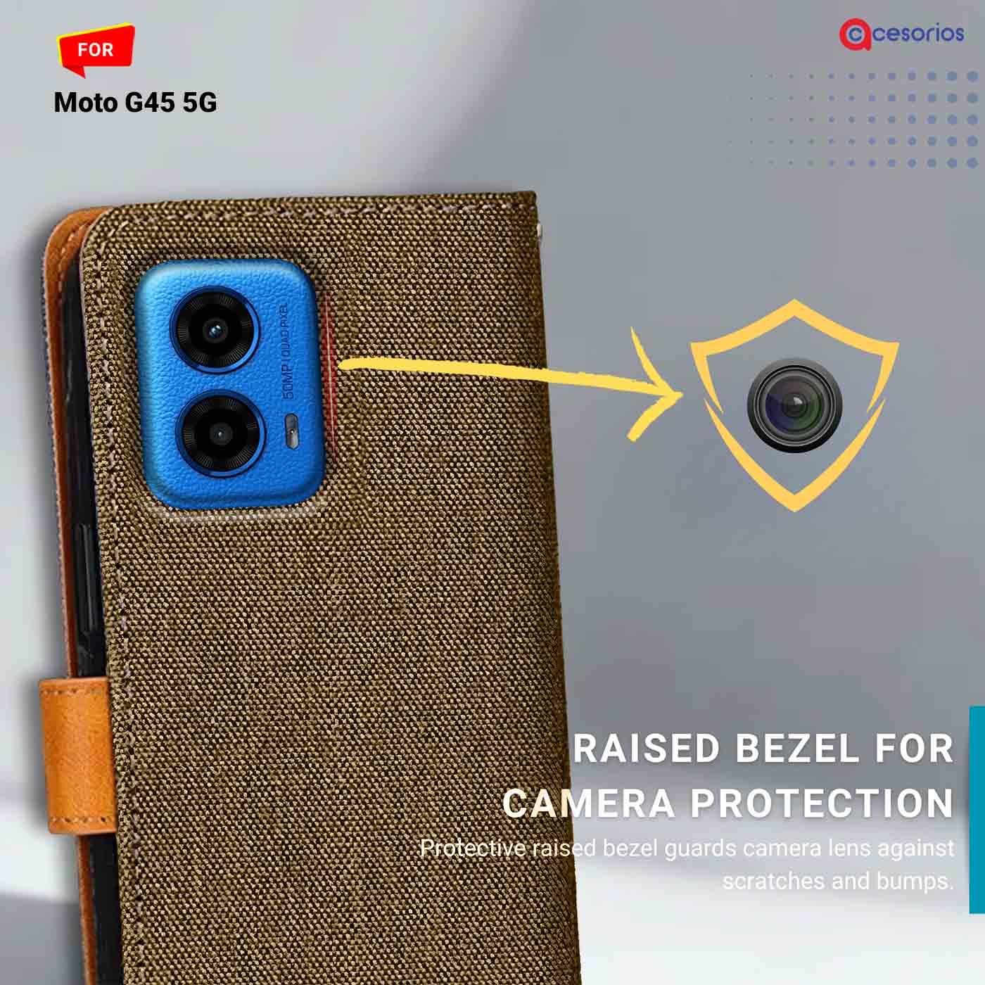 Denim & Leather back panel — Moto G45 5G in Dark Brown mobile case