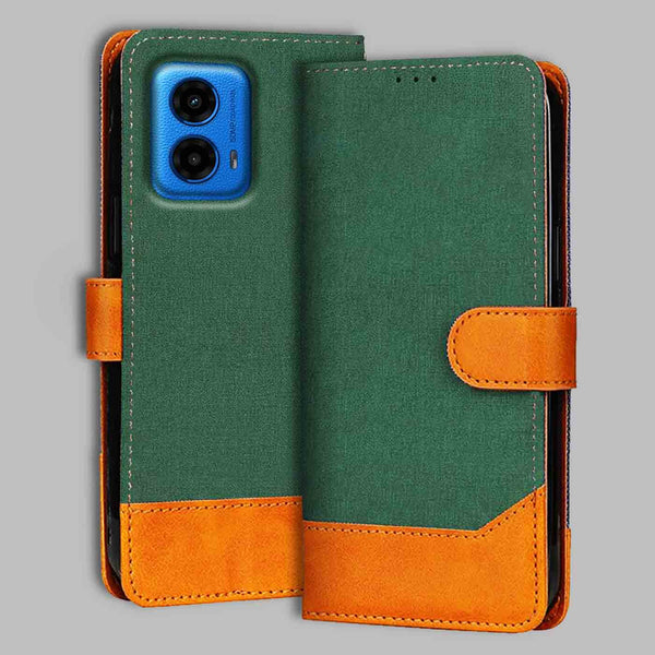 Moto G45 5G Flip Cover — Chambray, Forest Green after a year of daily use
