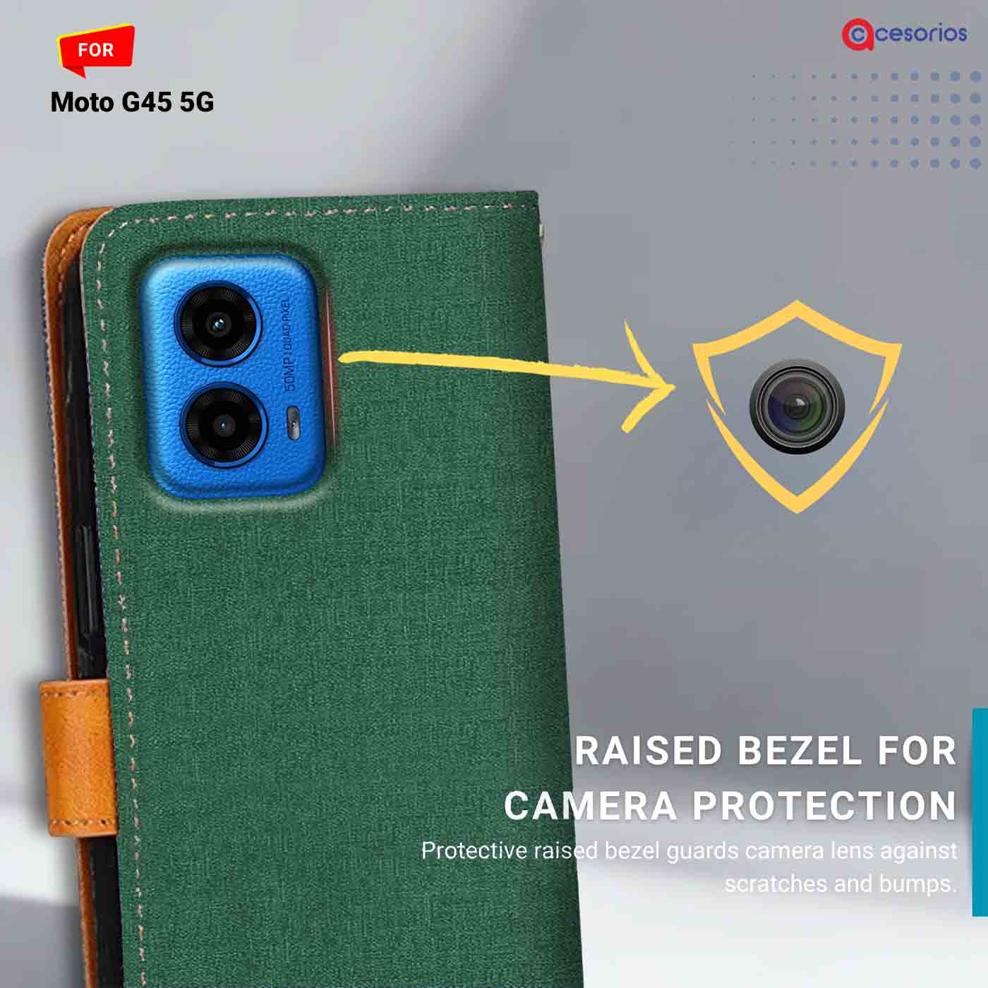 Canvas & Suede back panel — Moto G45 5G in Green mobile case