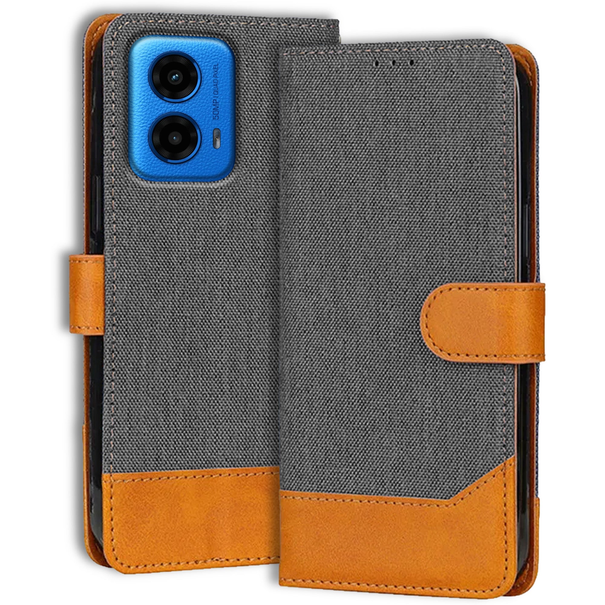 Accesorios Moto G45 5G denim flip cover – Grey – Image 1 #color_grey