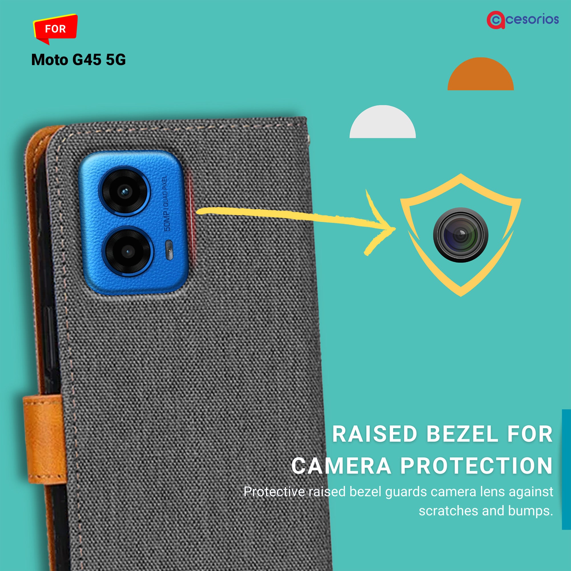 Accesorios Moto G45 5G denim flip cover – Grey – Image 2 #color_grey