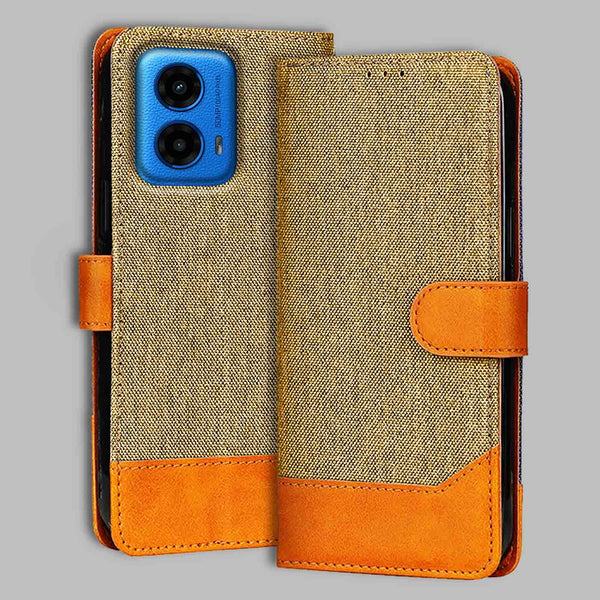 Moto G45 5G Flip Cover — Denim, Camel Beige after a year of daily use