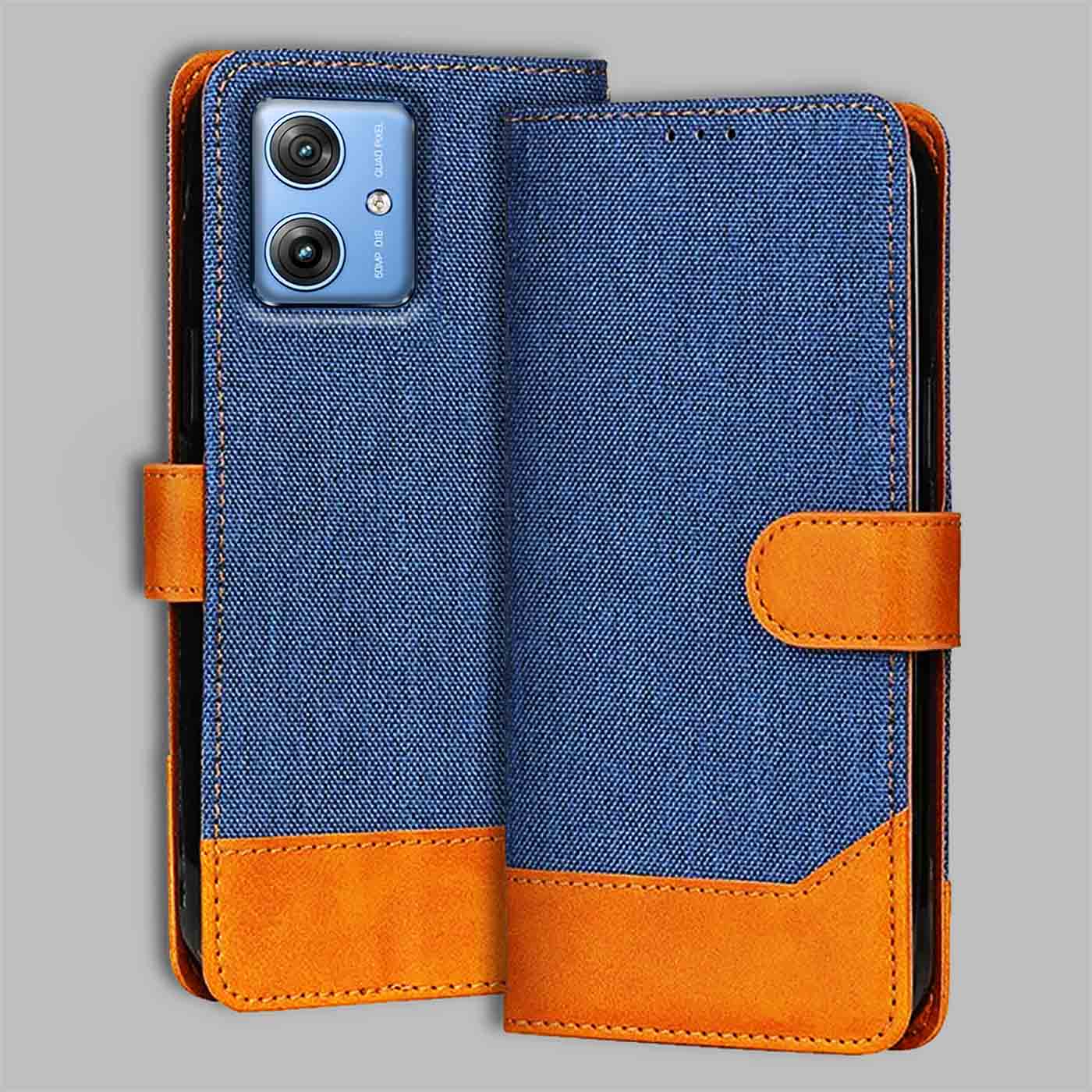 Moto G54 5G flip cover in Blue — front view by Accesorios