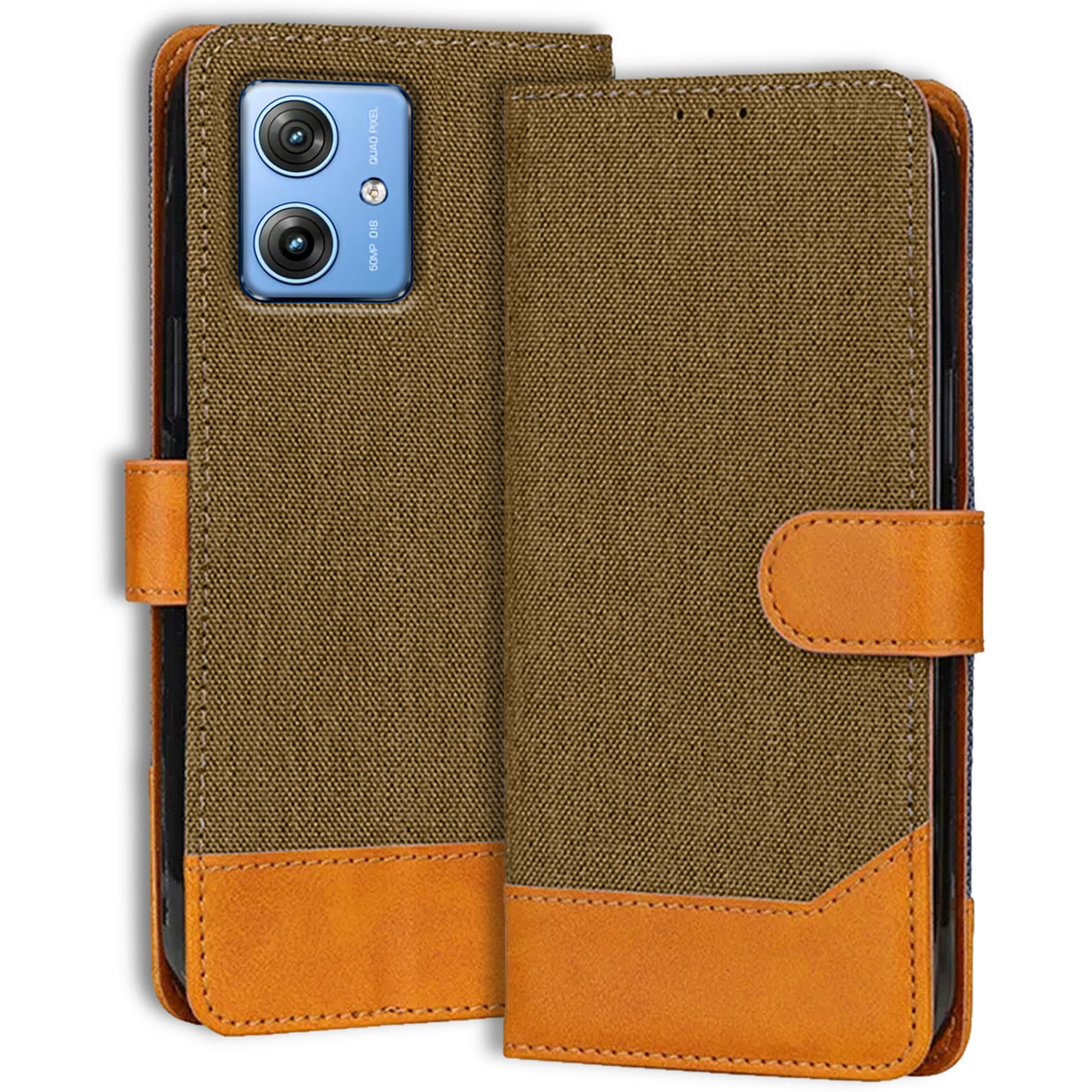 Accesorios Moto G54 5G denim flip cover – Dark Brown – Image 1 #color_dark brown