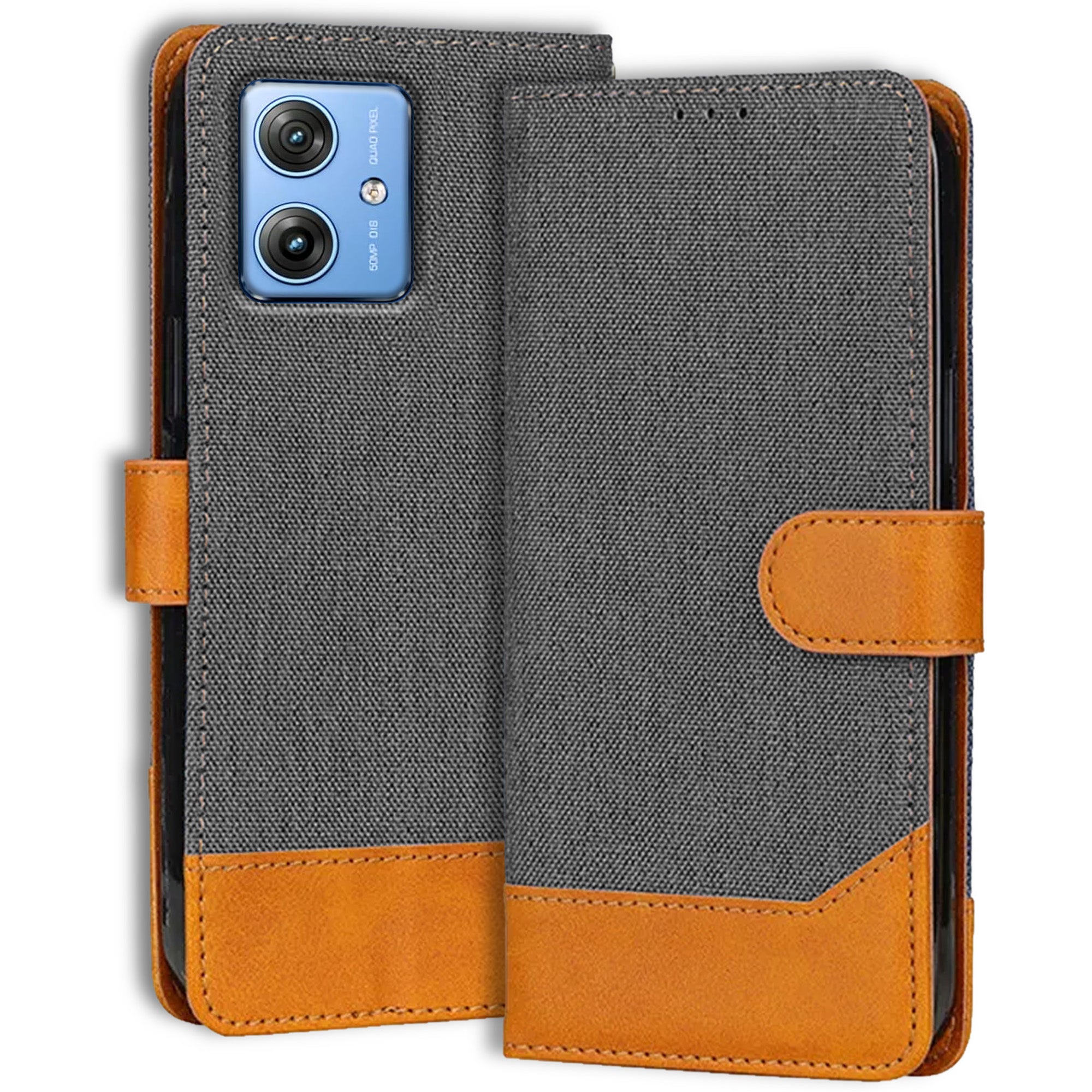 Accesorios Moto G54 5G denim flip cover – Grey – Image 1 #color_grey